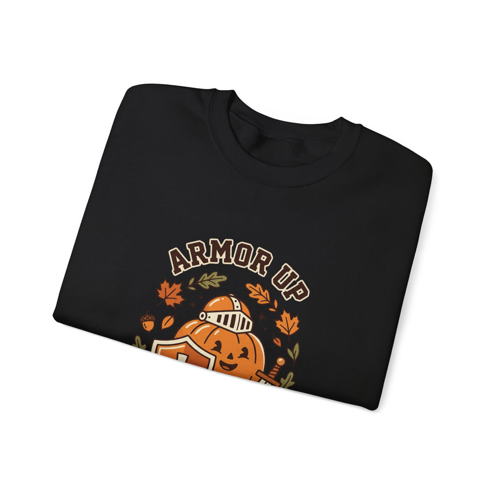 Armor Up Pumpkin Crewneck Sweatshirt | Christian Halloween, Autumn Faith