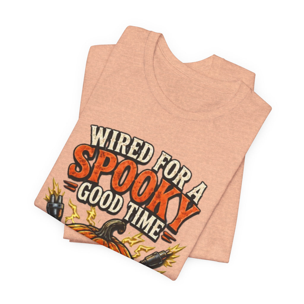 Spooky Good Time Pumpkin T-Shirt — "Wired for a Spooky Good Time" Halloween Tee