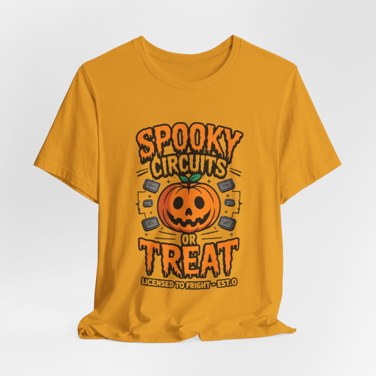 Spooky Circuits or Treat T-Shirt — Halloween Pumpkin Tech Tee