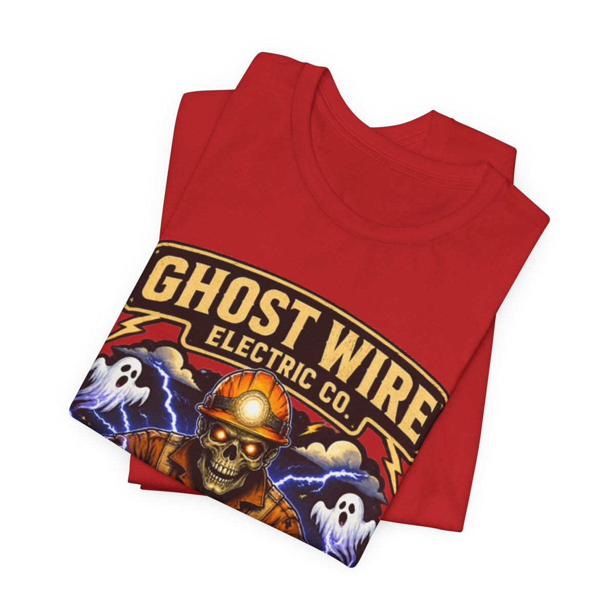 Ghost Wire Electric Co. T-Shirt — Halloween Skeleton Electrician Vintage Crew Tee
