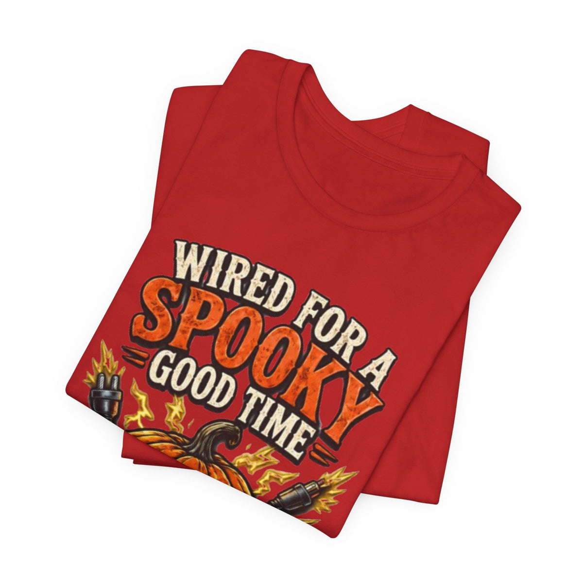 Spooky Good Time Pumpkin T-Shirt — "Wired for a Spooky Good Time" Halloween Tee