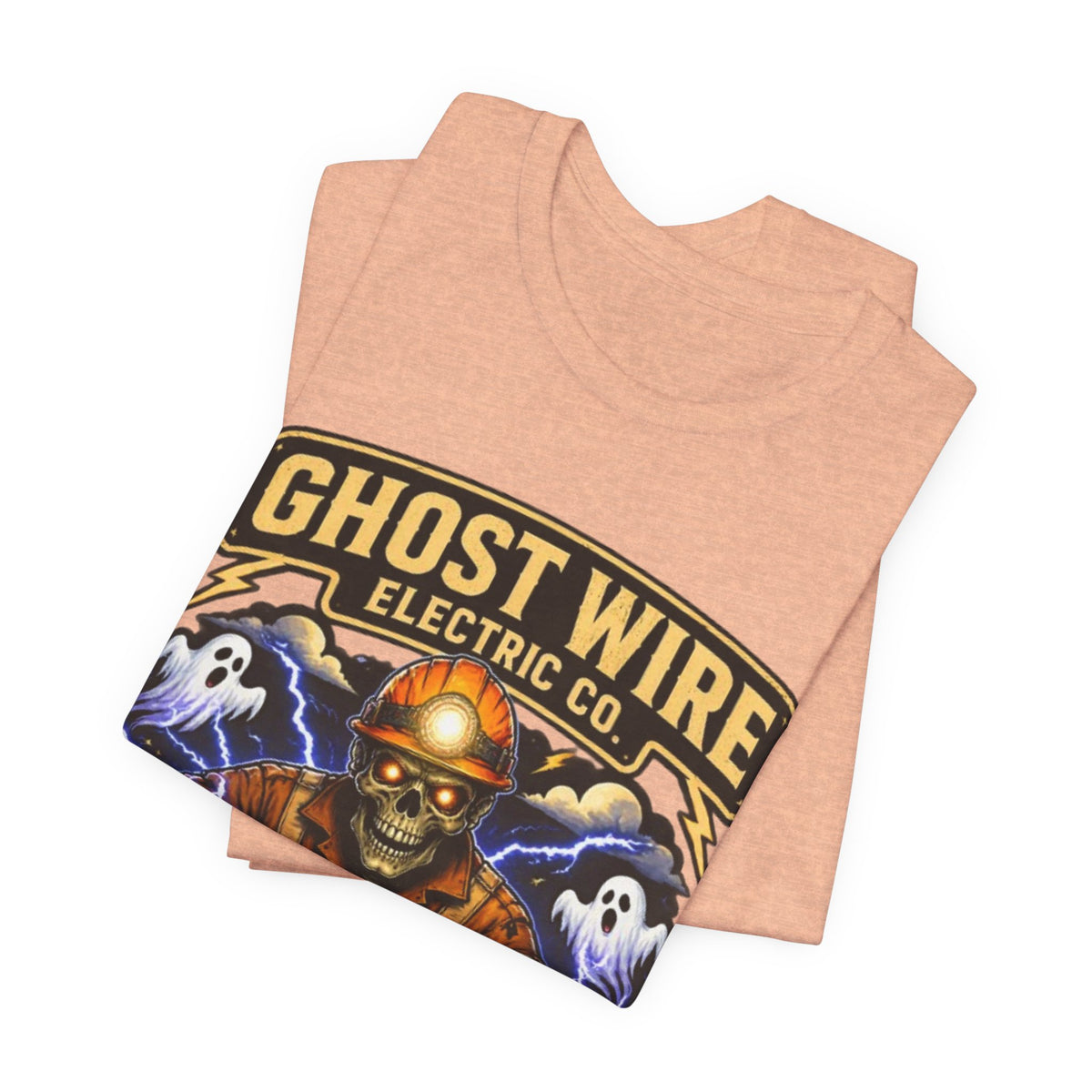Ghost Wire Electric Co. T-Shirt — Halloween Skeleton Electrician Vintage Crew Tee