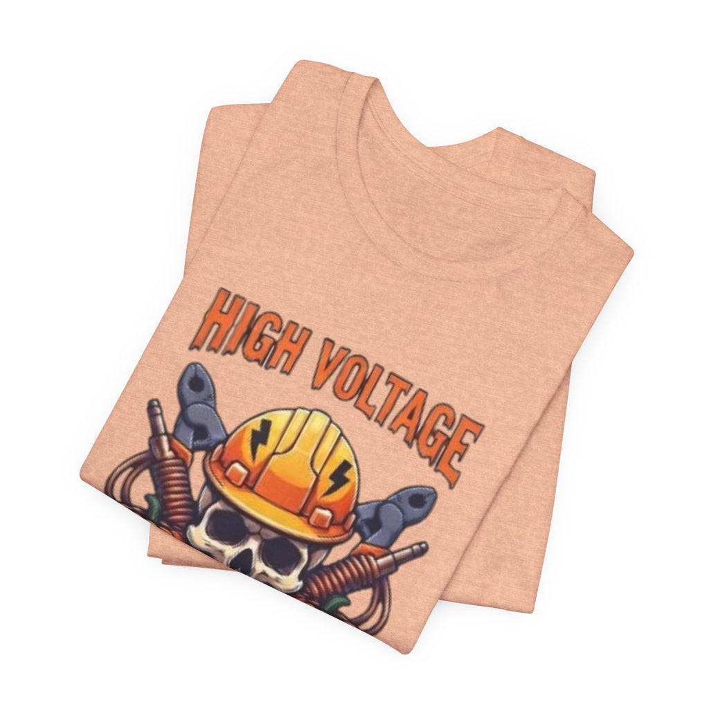 High Voltage Haunt T-Shirt — Halloween Skull, Pumpkins & Hard Hat Tee