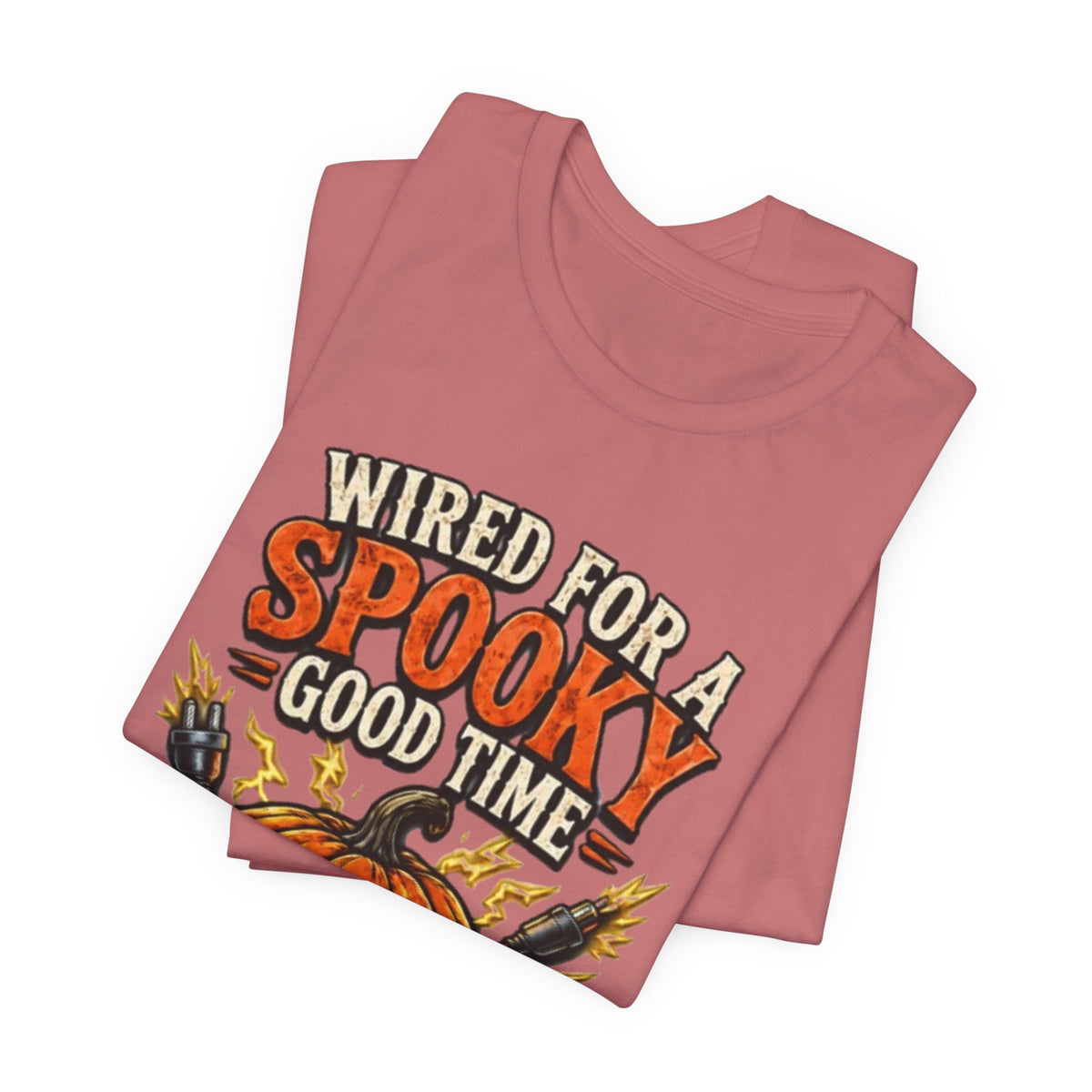 Spooky Good Time Pumpkin T-Shirt — "Wired for a Spooky Good Time" Halloween Tee