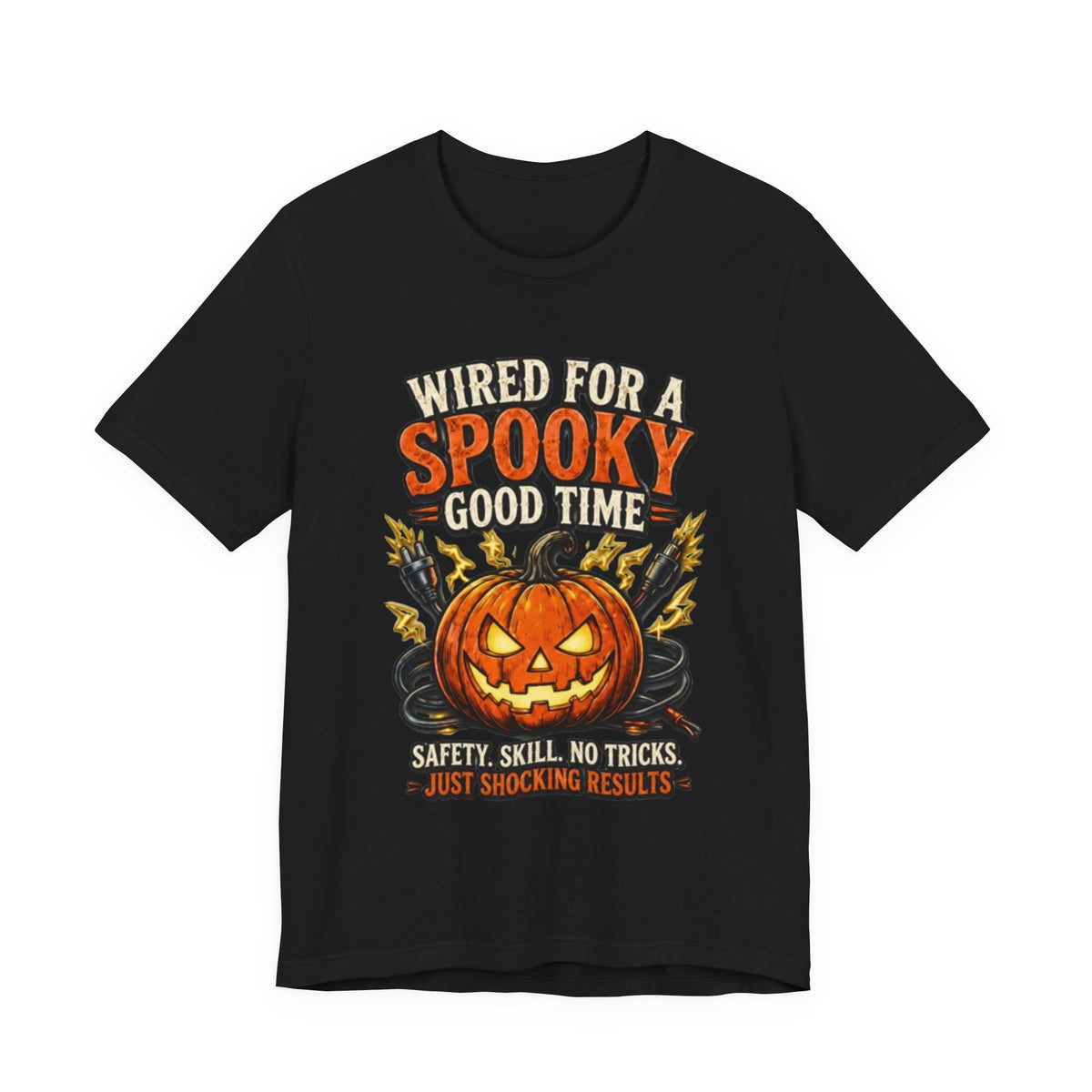 Spooky Good Time Pumpkin T-Shirt — "Wired for a Spooky Good Time" Halloween Tee