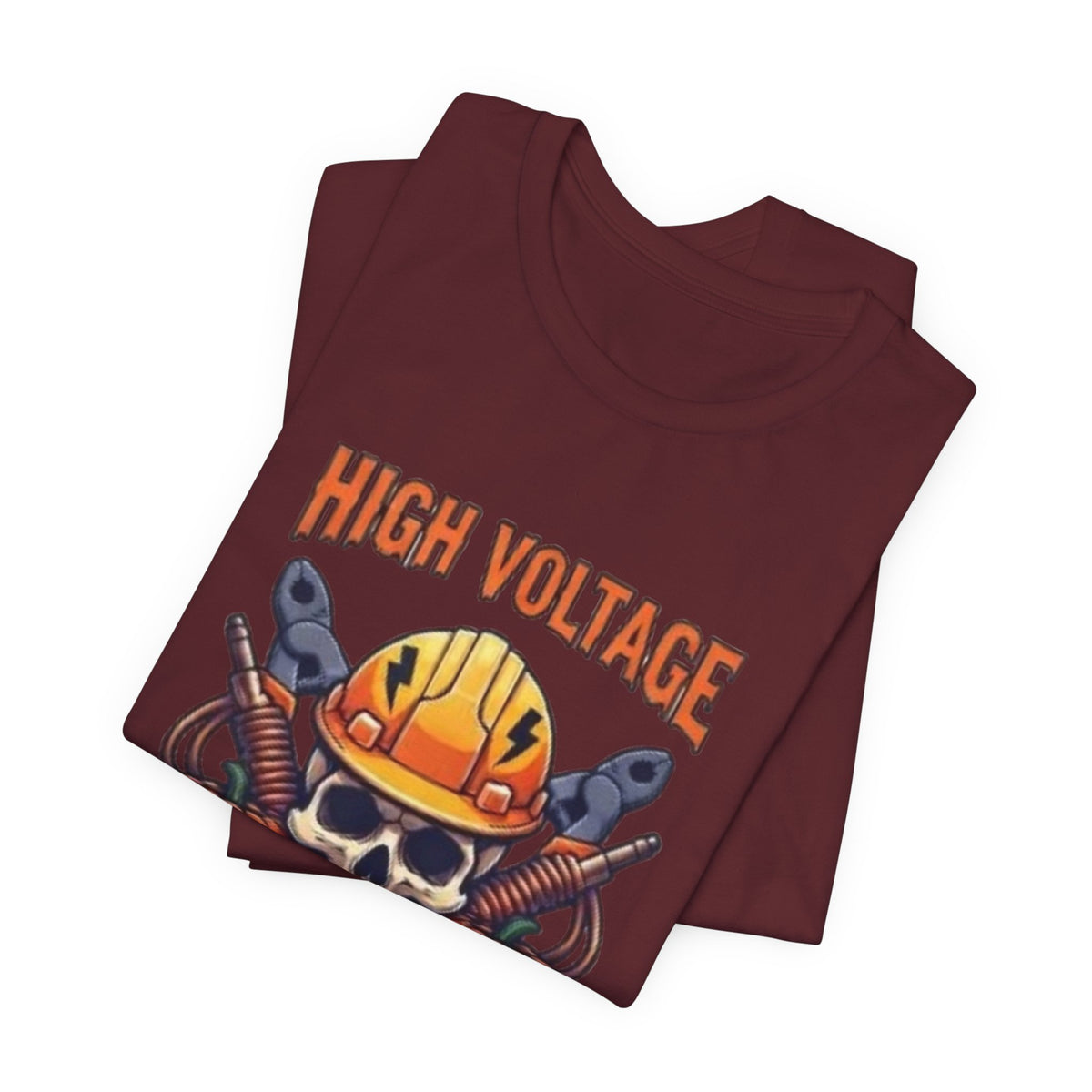 High Voltage Haunt T-Shirt — Halloween Skull, Pumpkins & Hard Hat Tee
