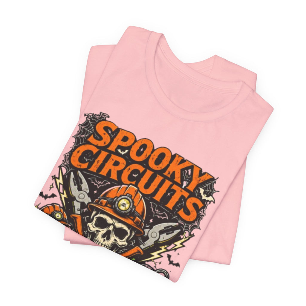 Spooky Circuits Halloween T-Shirt — "Shock or Treat" Skull & Pumpkin Tee