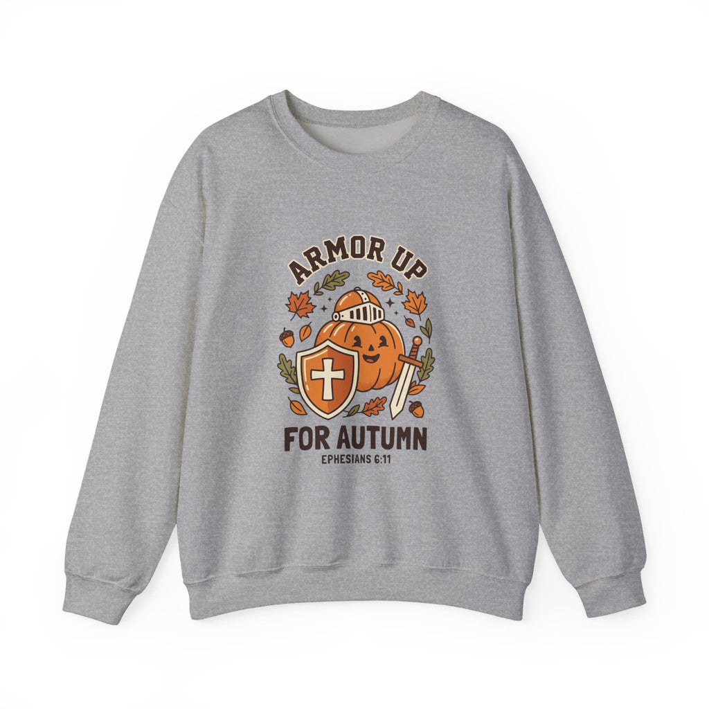 Armor Up Pumpkin Crewneck Sweatshirt | Christian Halloween, Autumn Faith