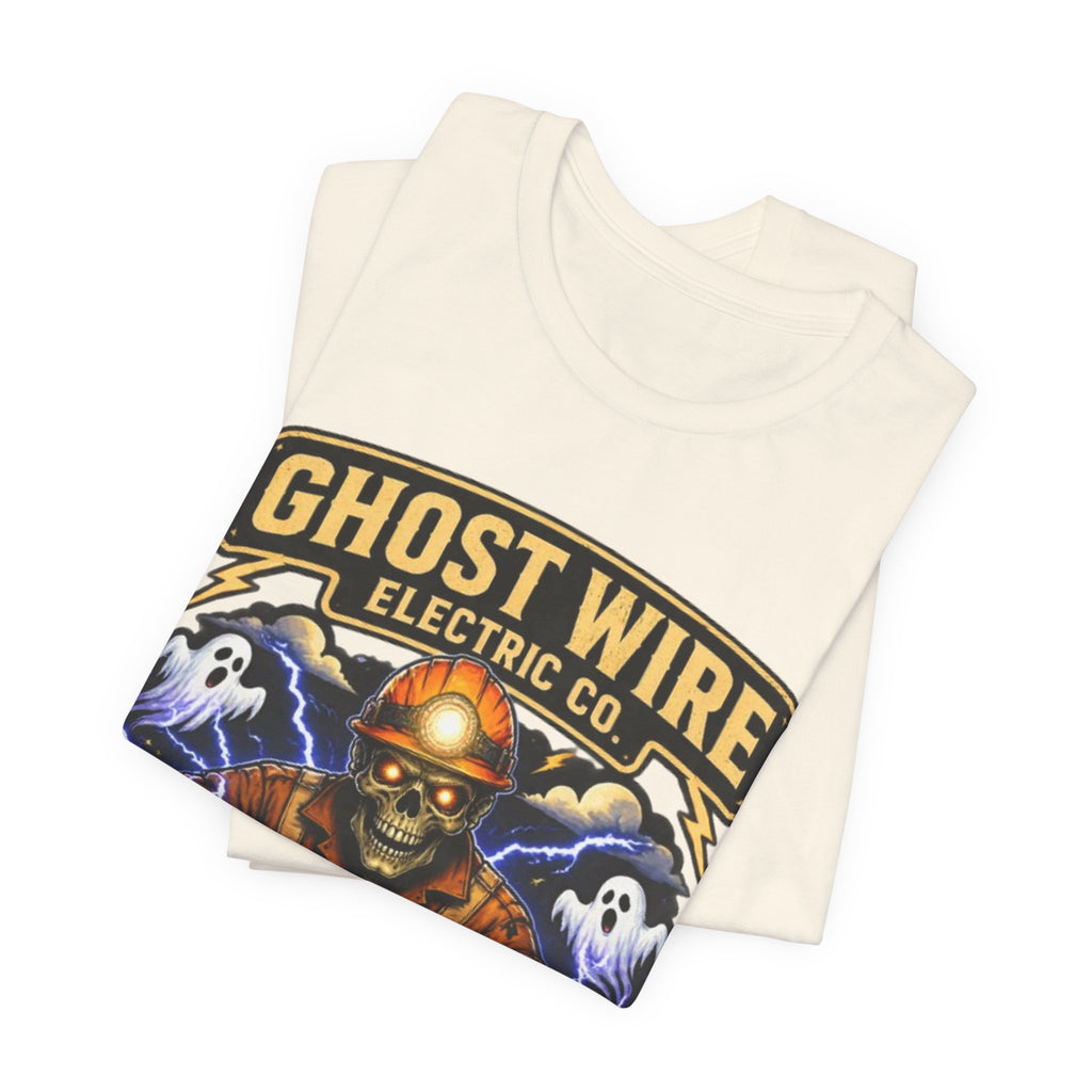 Ghost Wire Electric Co. T-Shirt — Halloween Skeleton Electrician Vintage Crew Tee