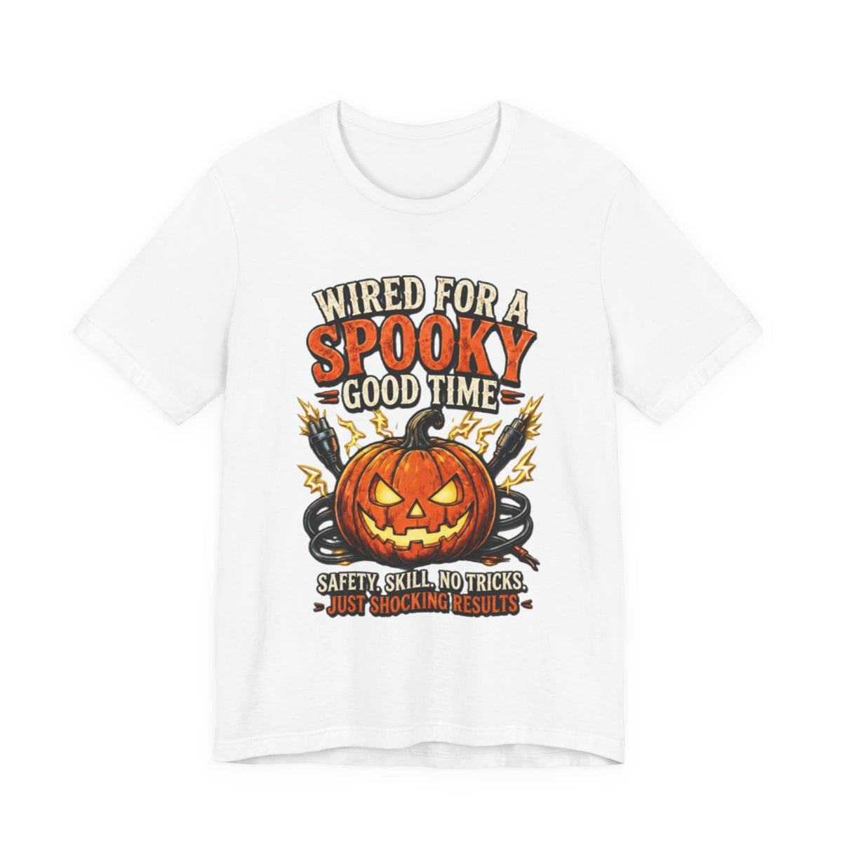 Spooky Good Time Pumpkin T-Shirt — "Wired for a Spooky Good Time" Halloween Tee