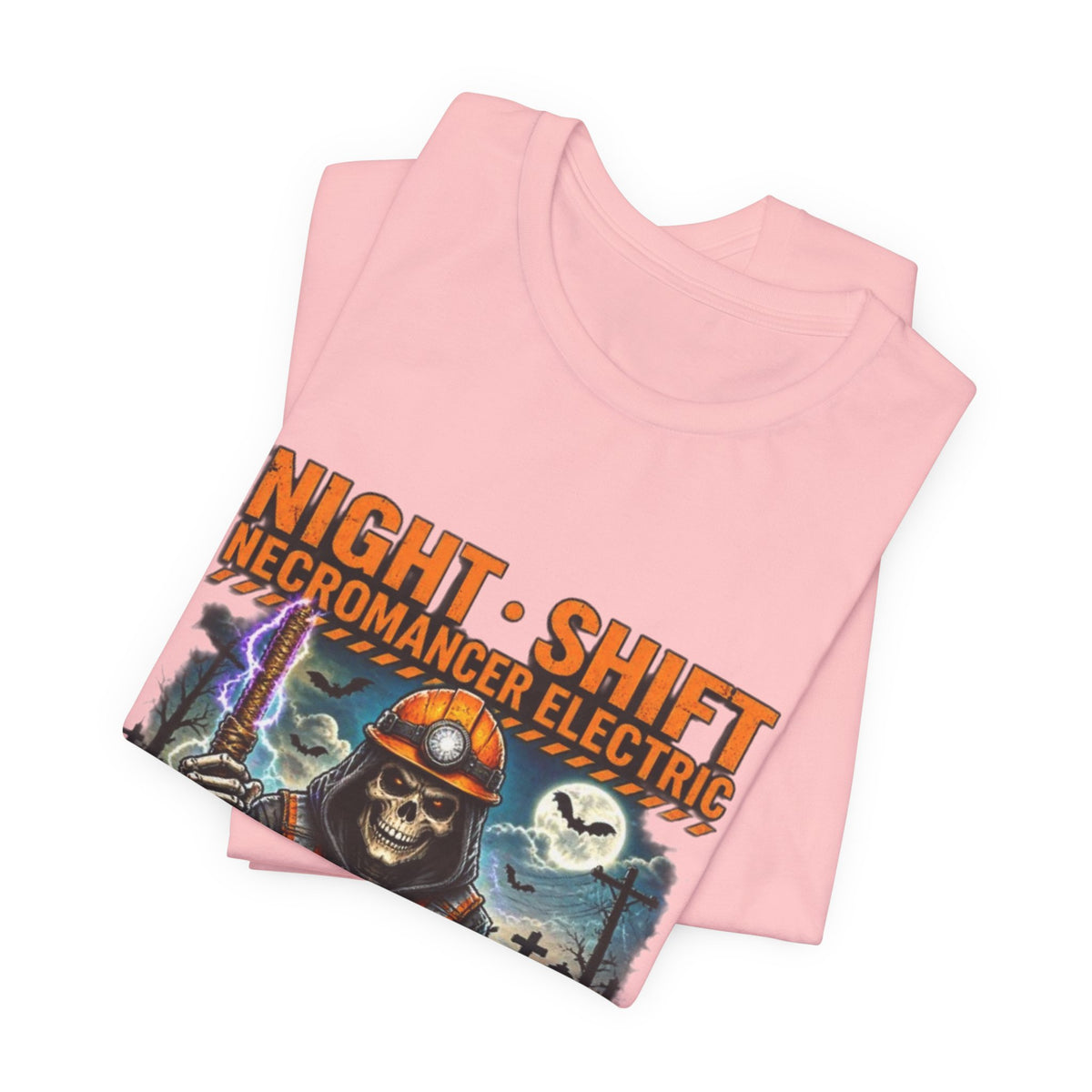 Night Shift Necromancer Electric T-Shirt — "We’ll Keep Your Power On From the Grave" Halloween Tee