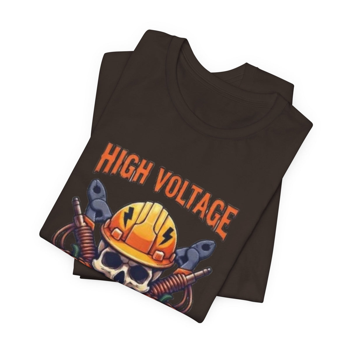 High Voltage Haunt T-Shirt — Halloween Skull, Pumpkins & Hard Hat Tee