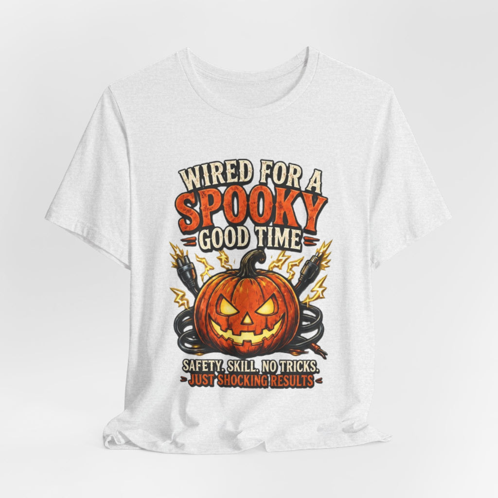 Spooky Good Time Pumpkin T-Shirt — "Wired for a Spooky Good Time" Halloween Tee