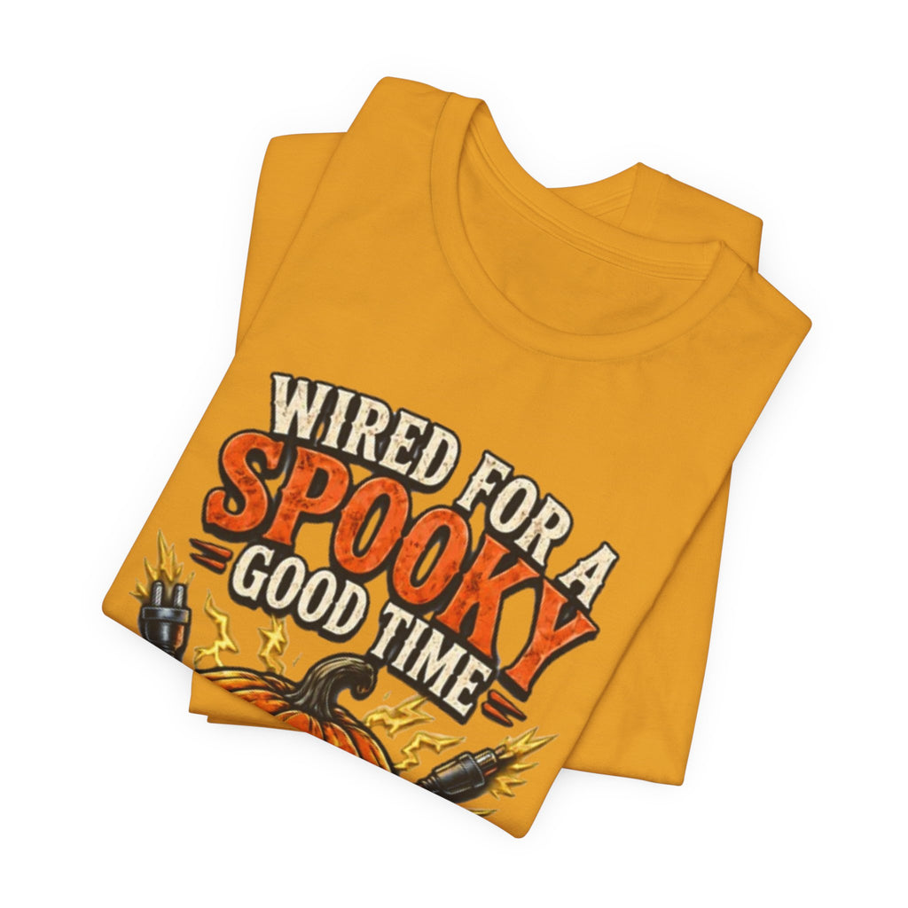 Spooky Good Time Pumpkin T-Shirt — "Wired for a Spooky Good Time" Halloween Tee