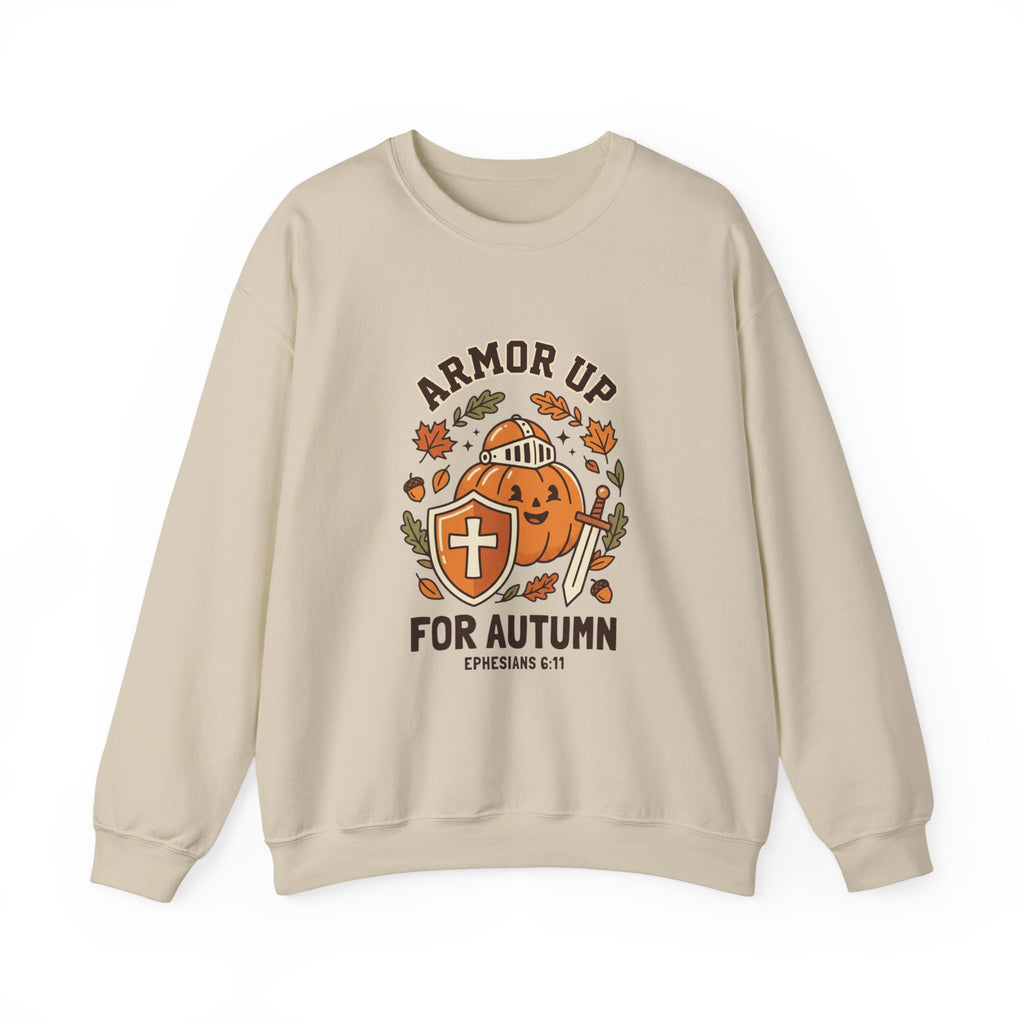 Armor Up Pumpkin Crewneck Sweatshirt | Christian Halloween, Autumn Faith