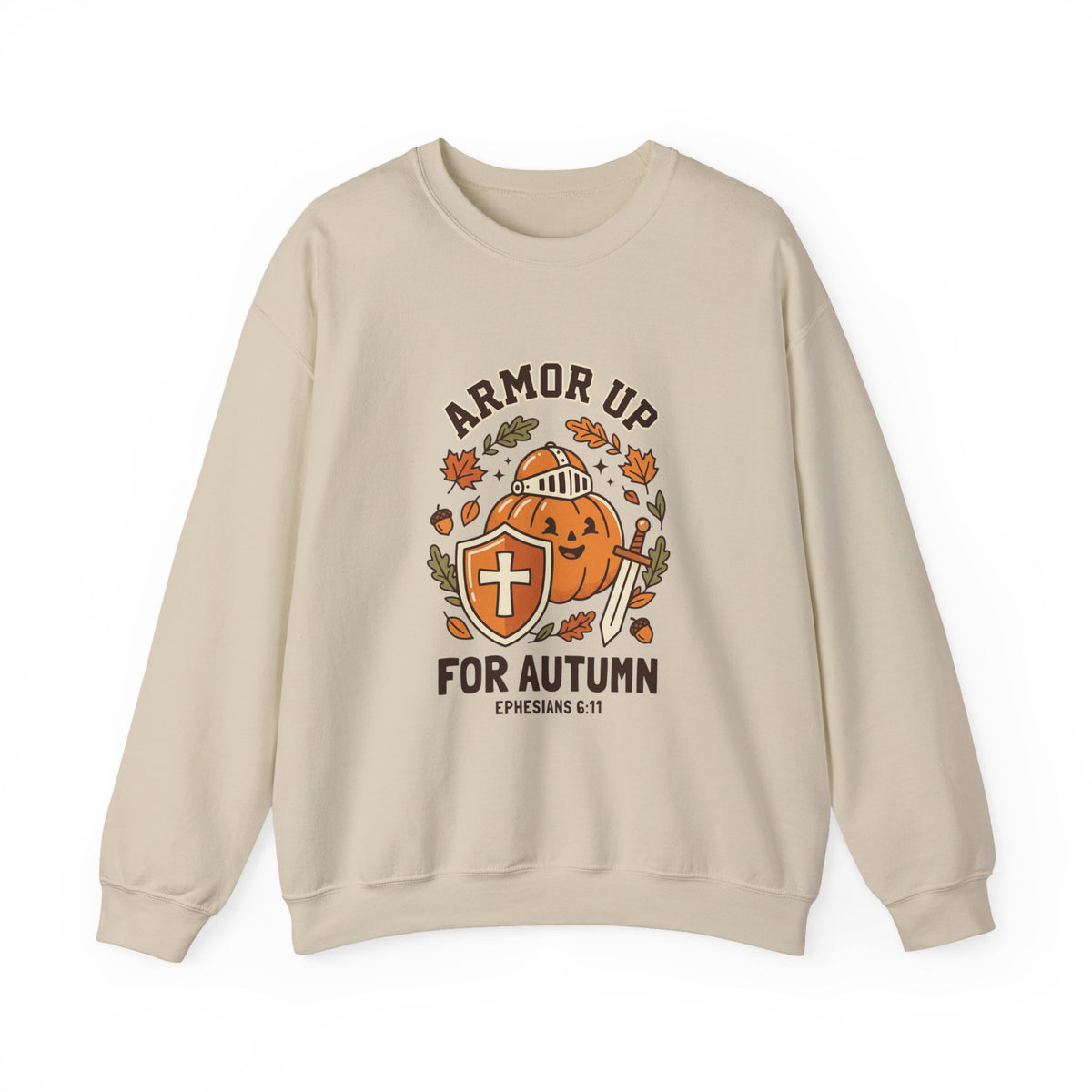 Armor Up Pumpkin Crewneck Sweatshirt | Christian Halloween, Autumn Faith