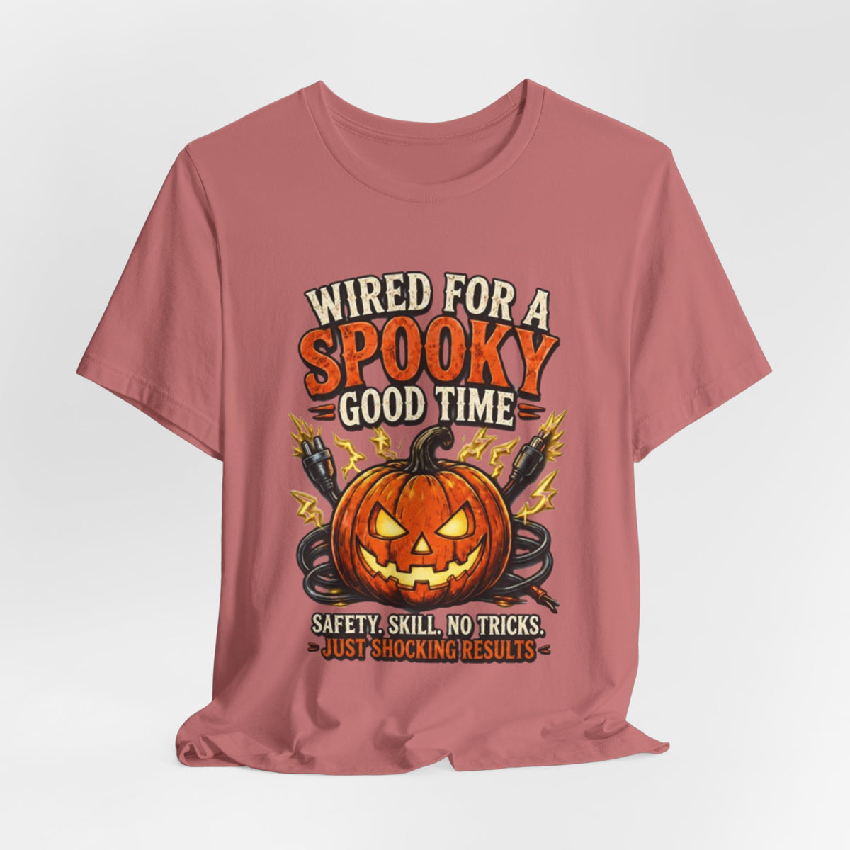 Spooky Good Time Pumpkin T-Shirt — "Wired for a Spooky Good Time" Halloween Tee