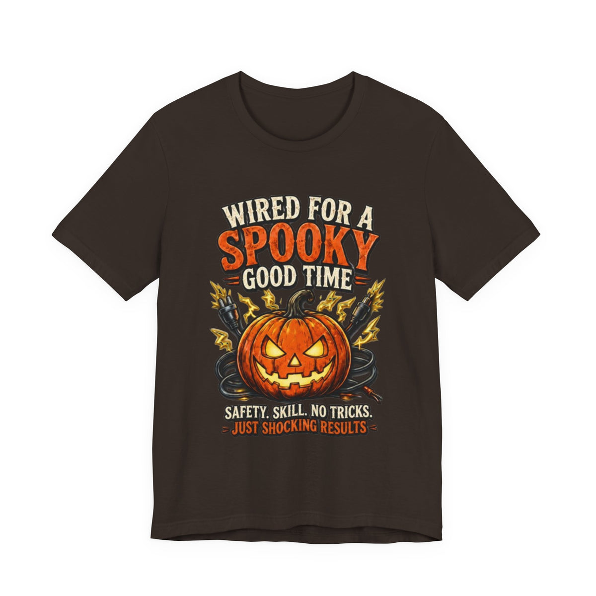 Spooky Good Time Pumpkin T-Shirt — "Wired for a Spooky Good Time" Halloween Tee