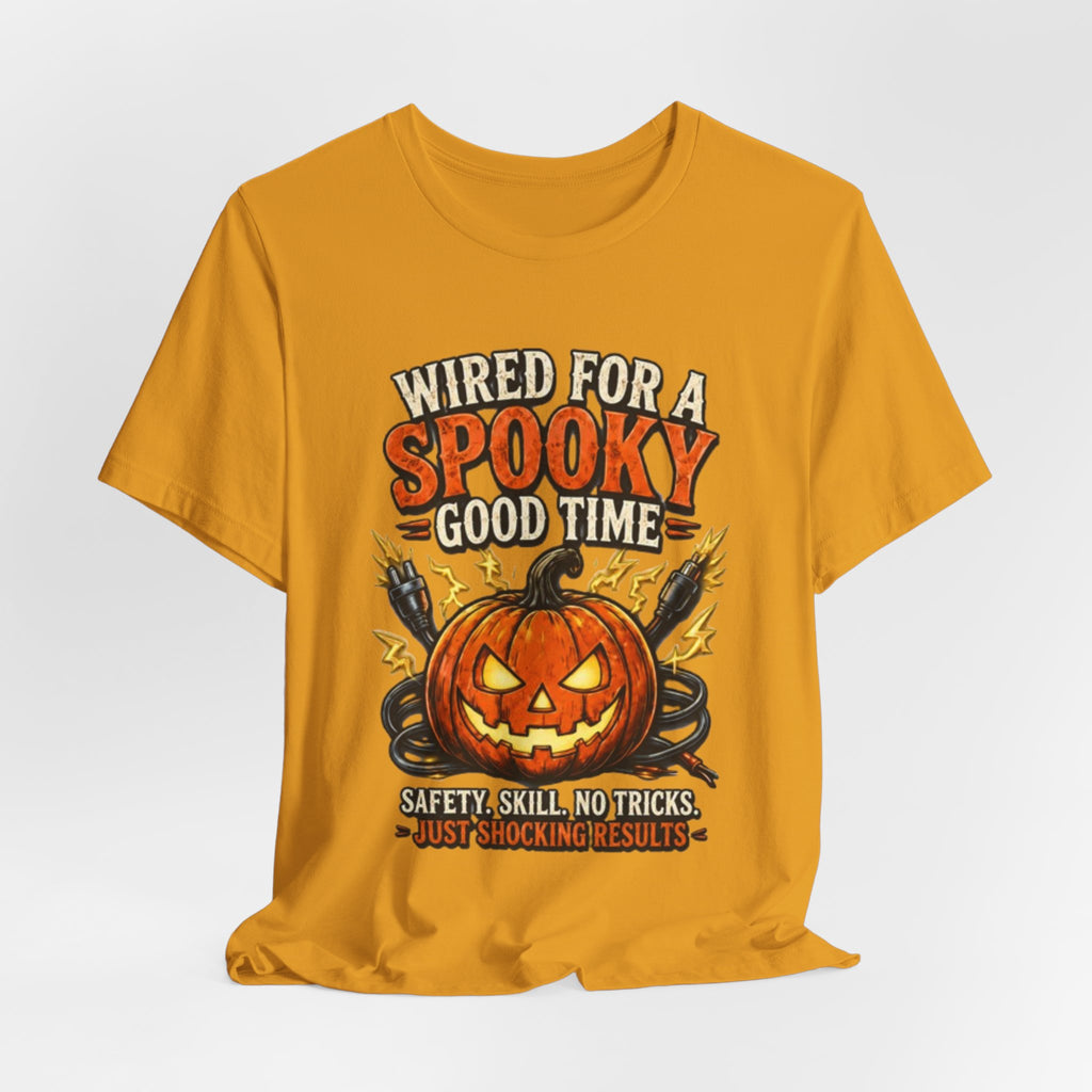 Spooky Good Time Pumpkin T-Shirt — "Wired for a Spooky Good Time" Halloween Tee