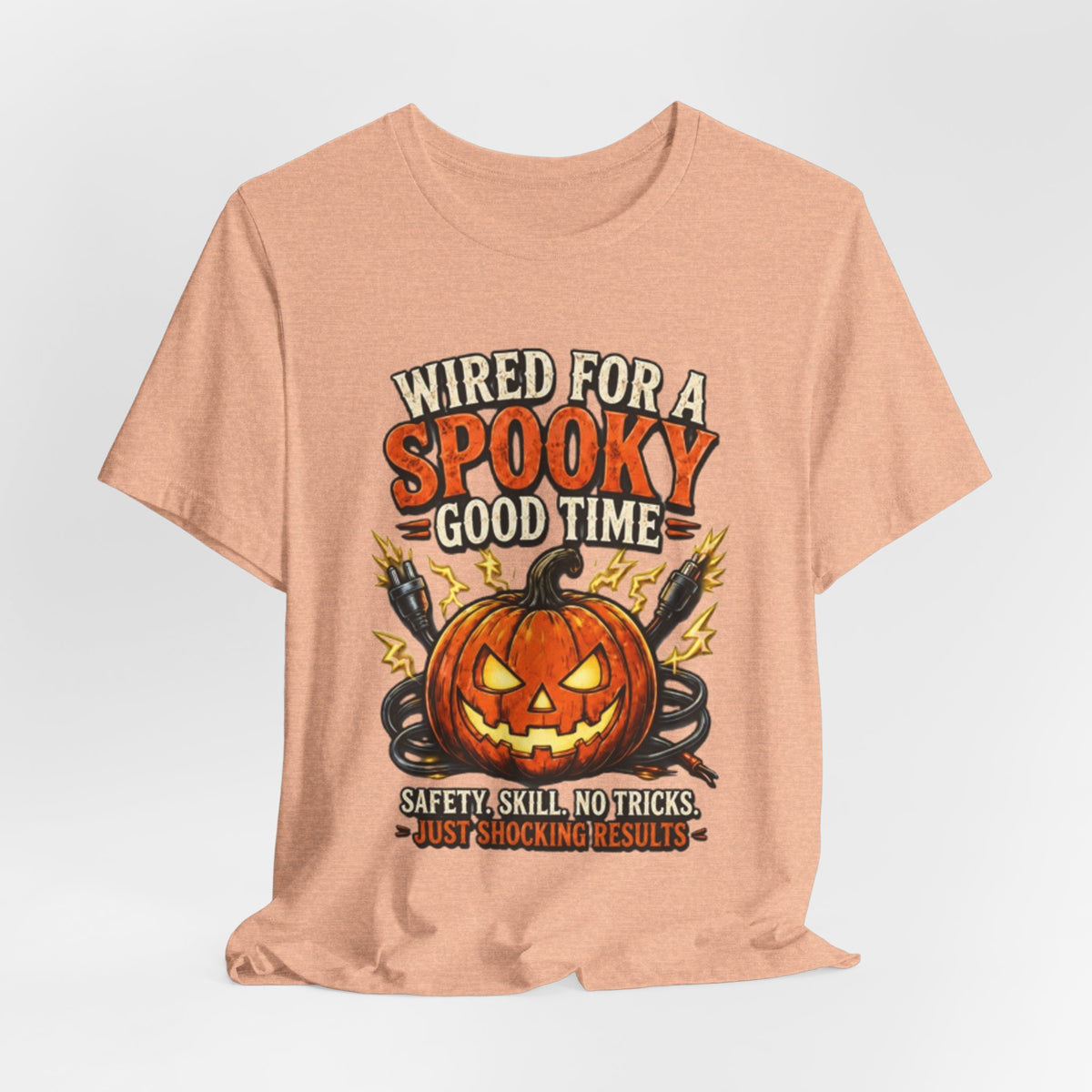 Spooky Good Time Pumpkin T-Shirt — "Wired for a Spooky Good Time" Halloween Tee