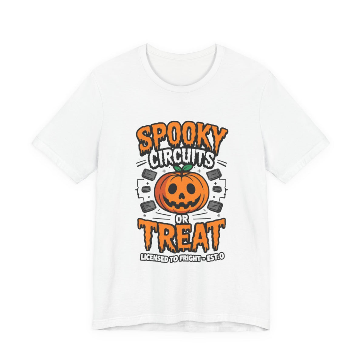 Spooky Circuits or Treat T-Shirt — Halloween Pumpkin Tech Tee