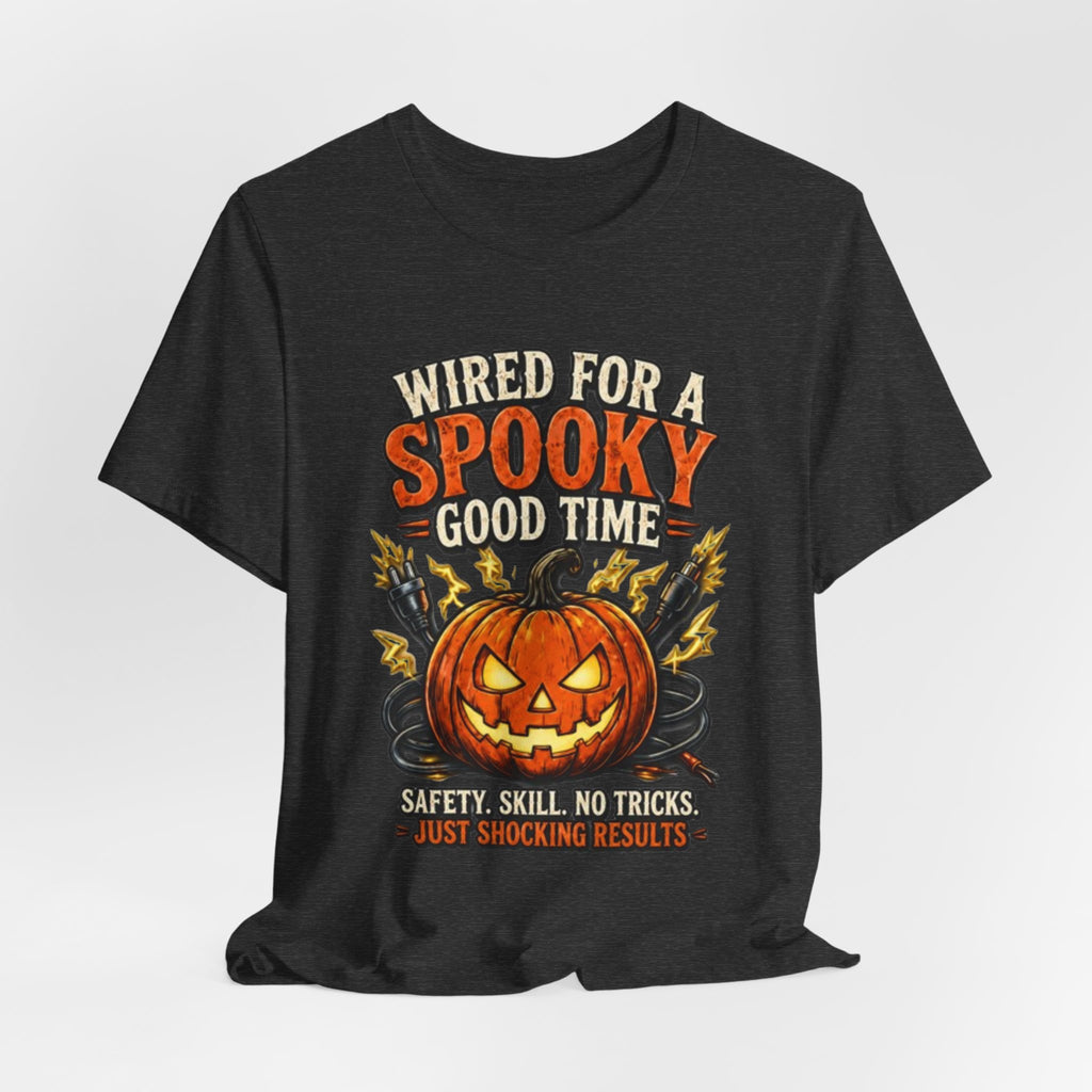 Spooky Good Time Pumpkin T-Shirt — "Wired for a Spooky Good Time" Halloween Tee