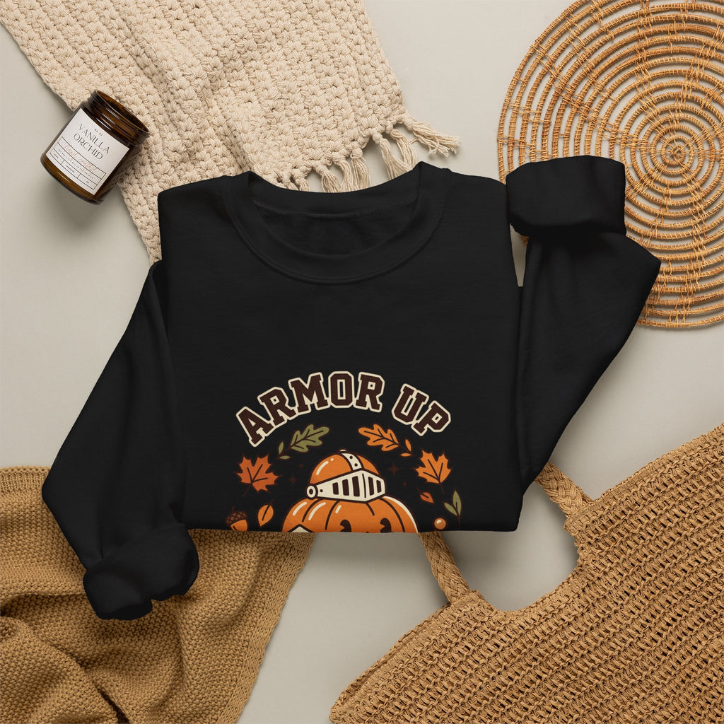 Armor Up Pumpkin Crewneck Sweatshirt | Christian Halloween, Autumn Faith