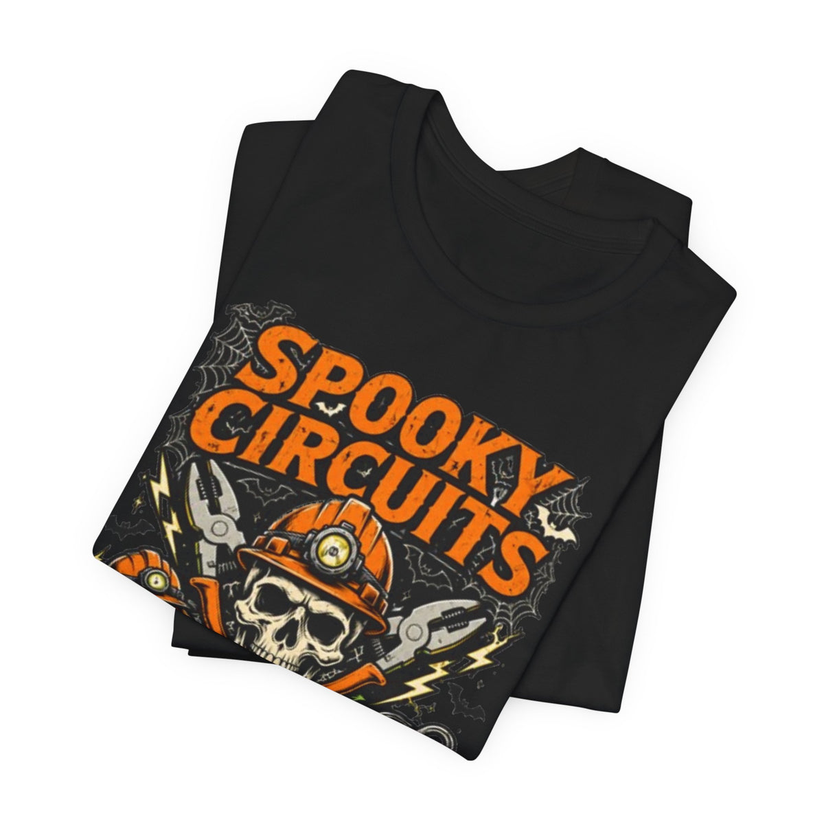 Spooky Circuits Halloween T-Shirt — "Shock or Treat" Skull & Pumpkin Tee