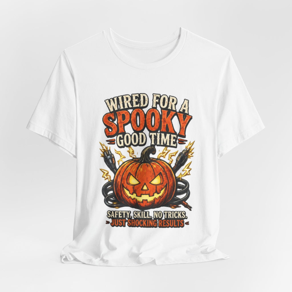 Spooky Good Time Pumpkin T-Shirt — "Wired for a Spooky Good Time" Halloween Tee