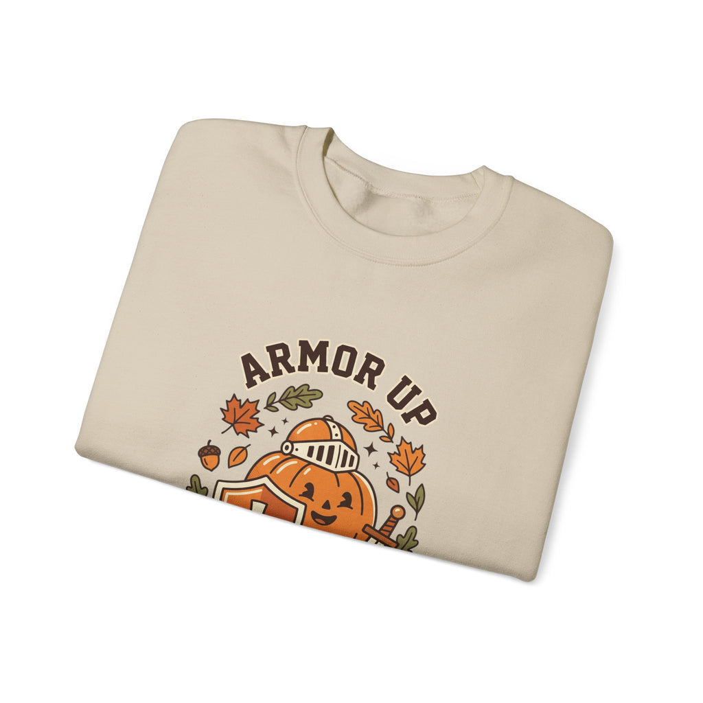 Armor Up Pumpkin Crewneck Sweatshirt | Christian Halloween, Autumn Faith