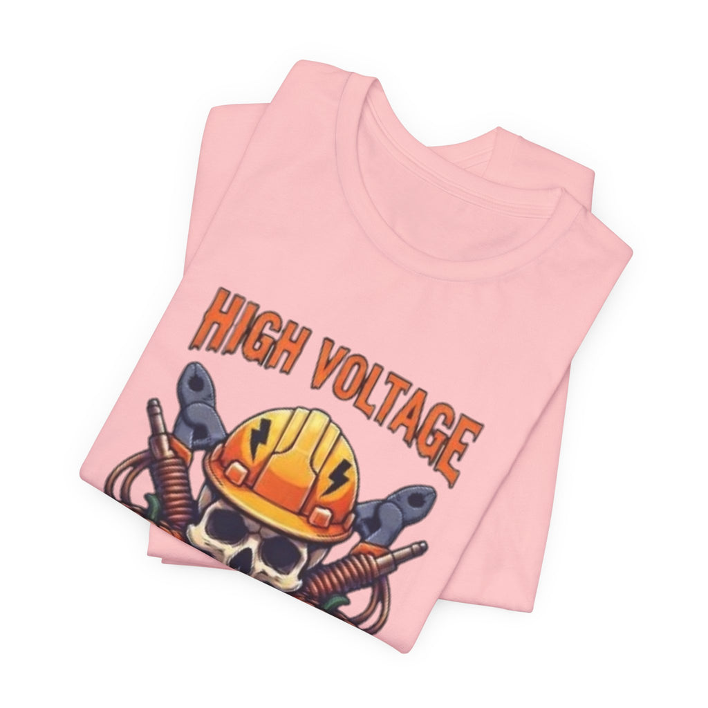 High Voltage Haunt T-Shirt — Halloween Skull, Pumpkins & Hard Hat Tee