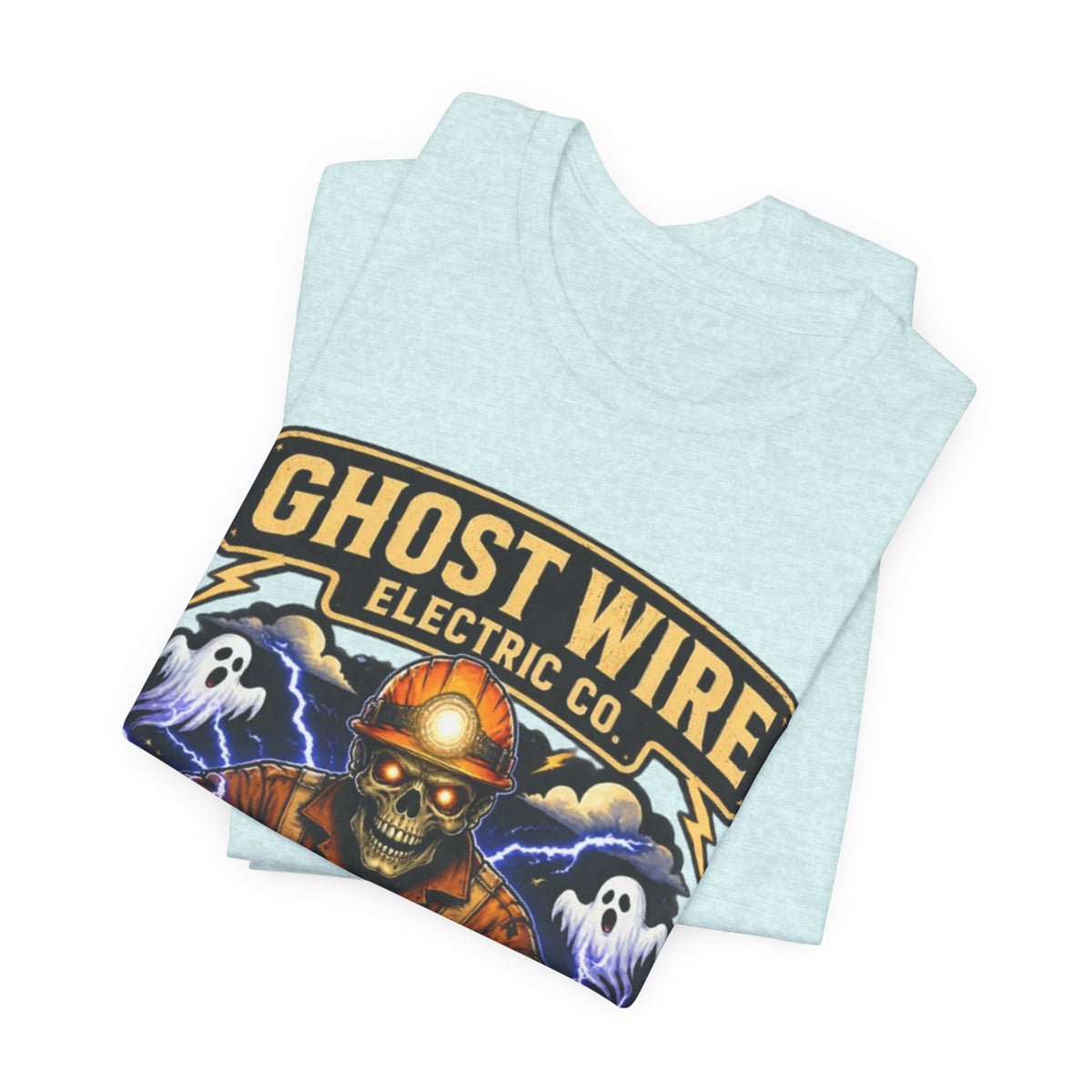 Ghost Wire Electric Co. T-Shirt — Halloween Skeleton Electrician Vintage Crew Tee