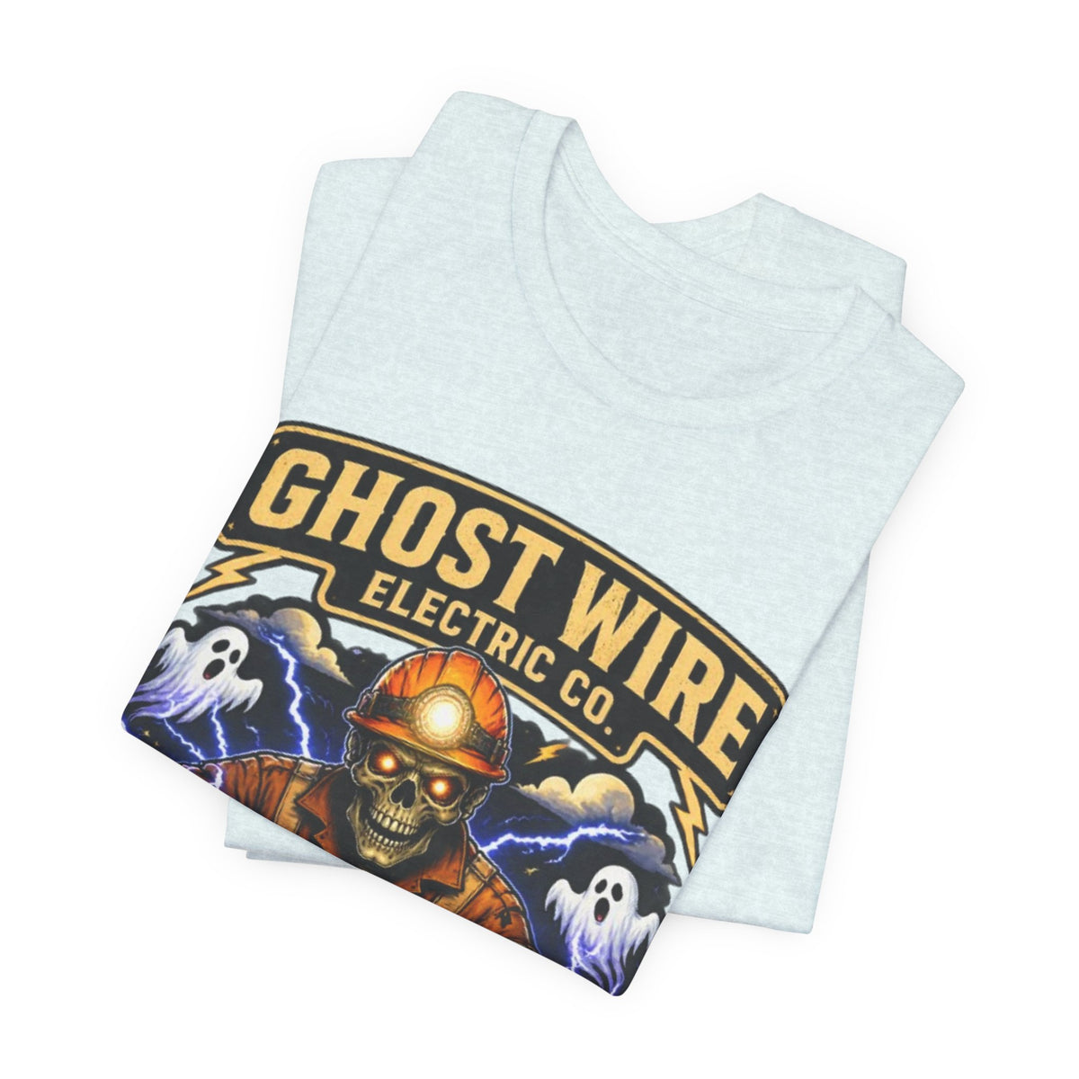 Ghost Wire Electric Co. T-Shirt — Halloween Skeleton Electrician Vintage Crew Tee
