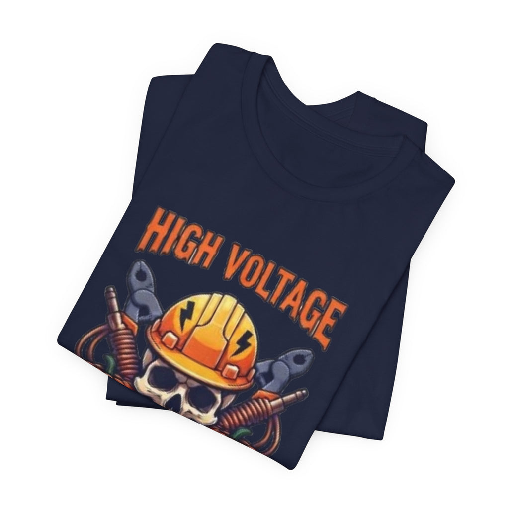 High Voltage Haunt T-Shirt — Halloween Skull, Pumpkins & Hard Hat Tee