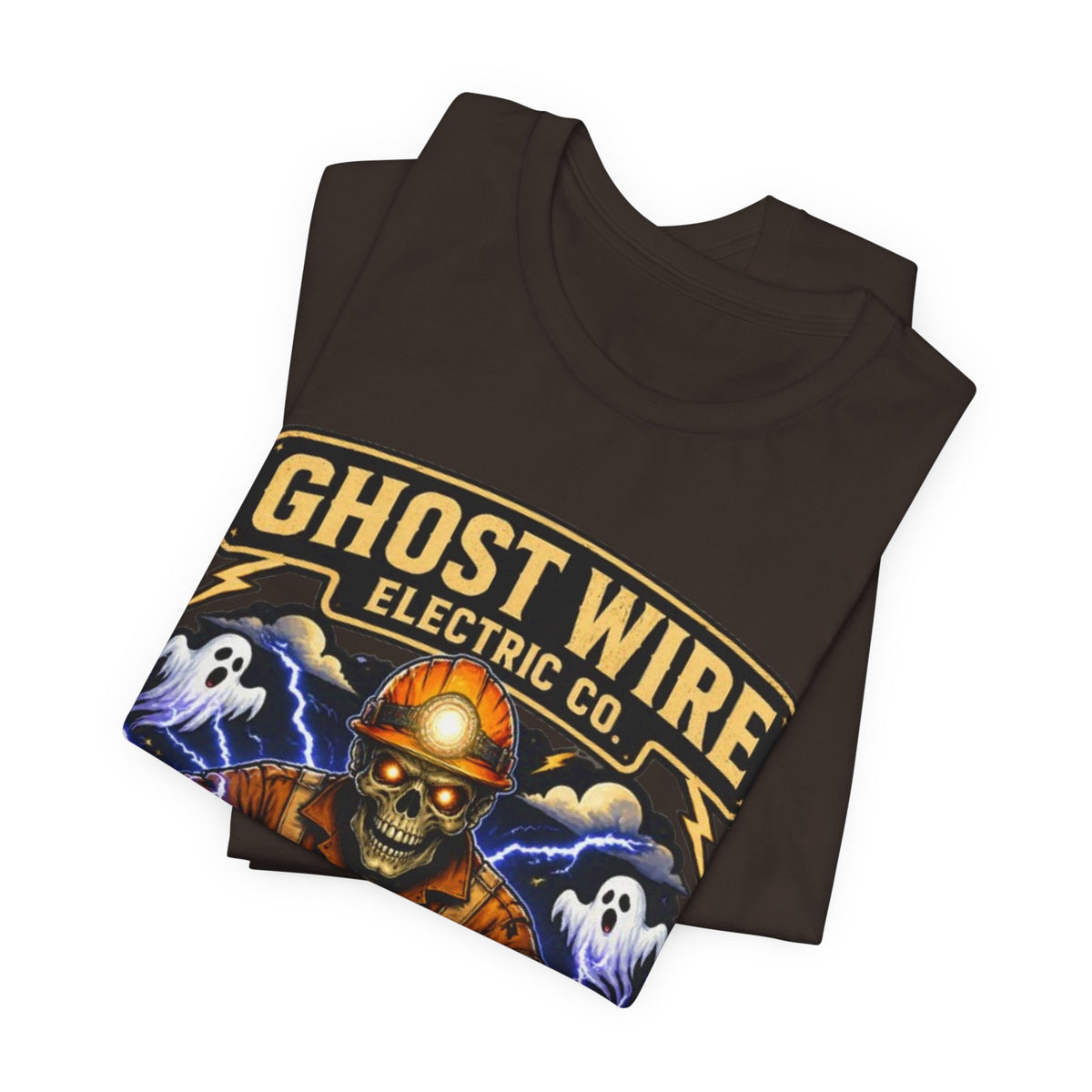 Ghost Wire Electric Co. T-Shirt — Halloween Skeleton Electrician Vintage Crew Tee
