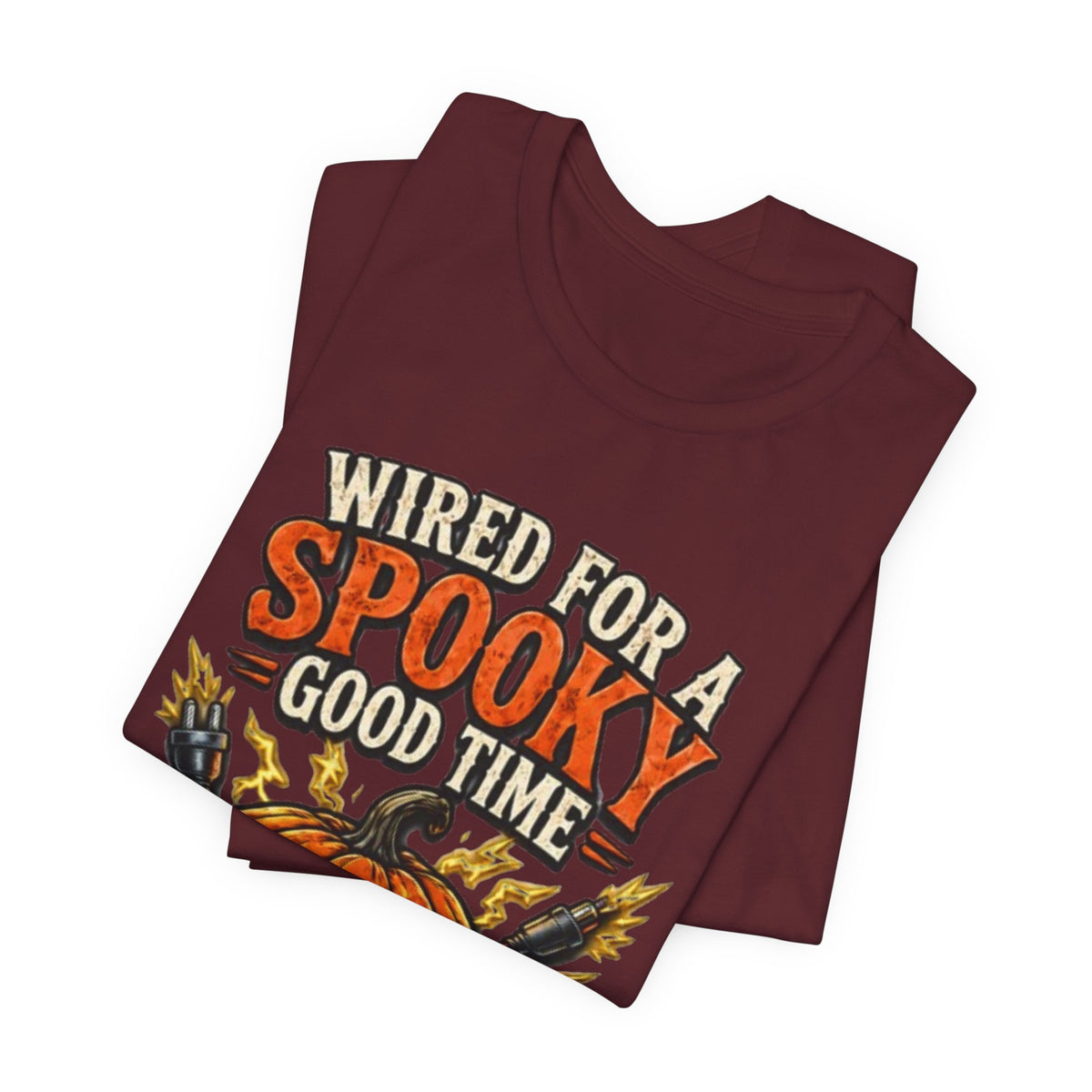 Spooky Good Time Pumpkin T-Shirt — "Wired for a Spooky Good Time" Halloween Tee