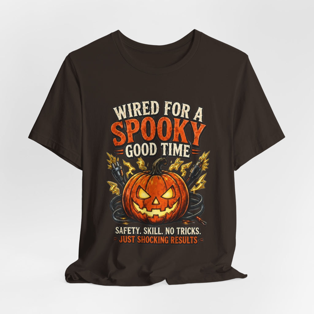 Spooky Good Time Pumpkin T-Shirt — "Wired for a Spooky Good Time" Halloween Tee