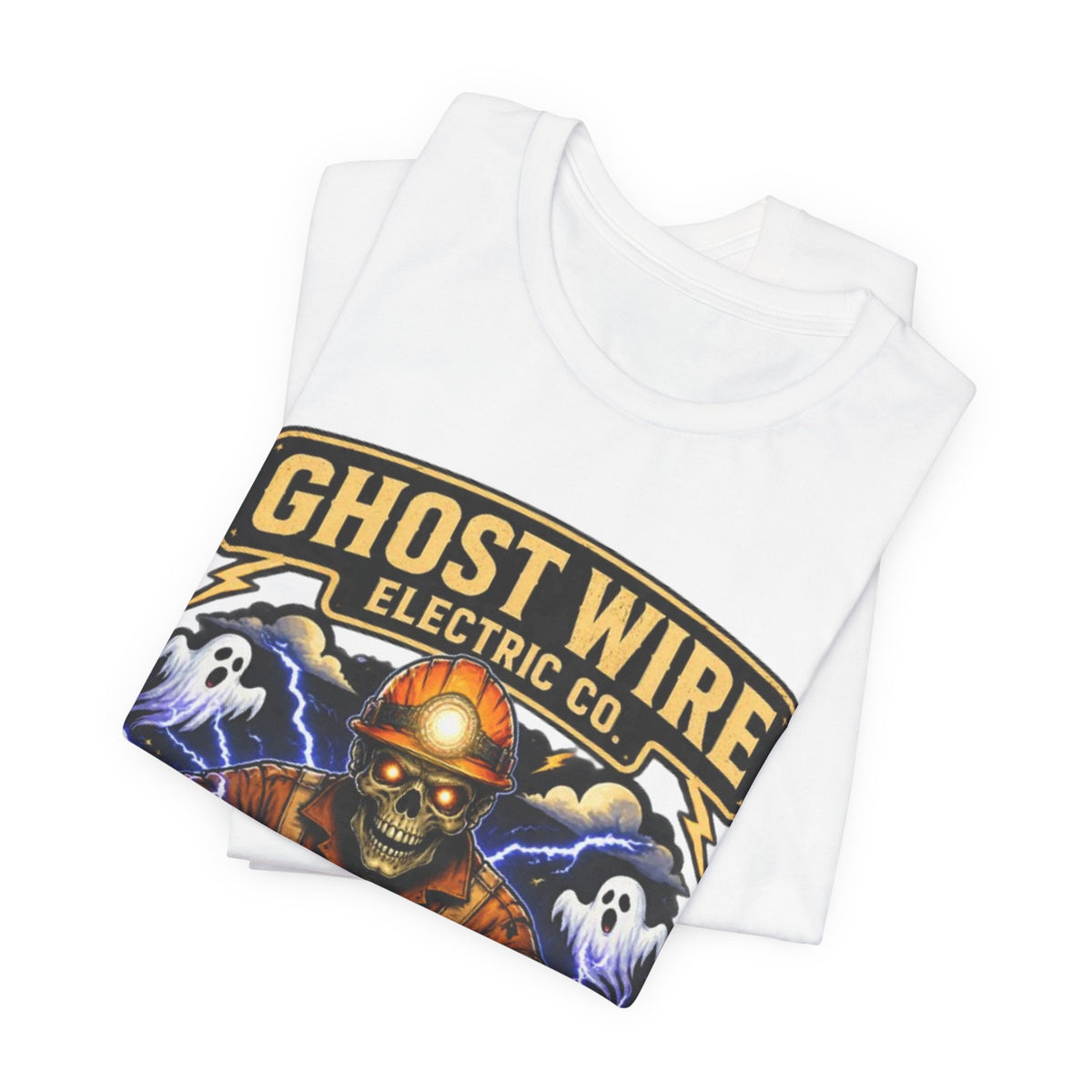 Ghost Wire Electric Co. T-Shirt — Halloween Skeleton Electrician Vintage Crew Tee