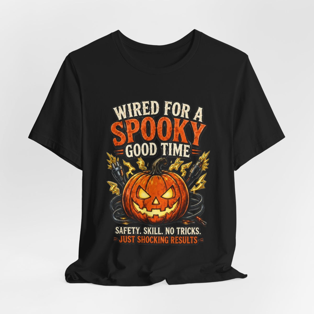 Spooky Good Time Pumpkin T-Shirt — "Wired for a Spooky Good Time" Halloween Tee
