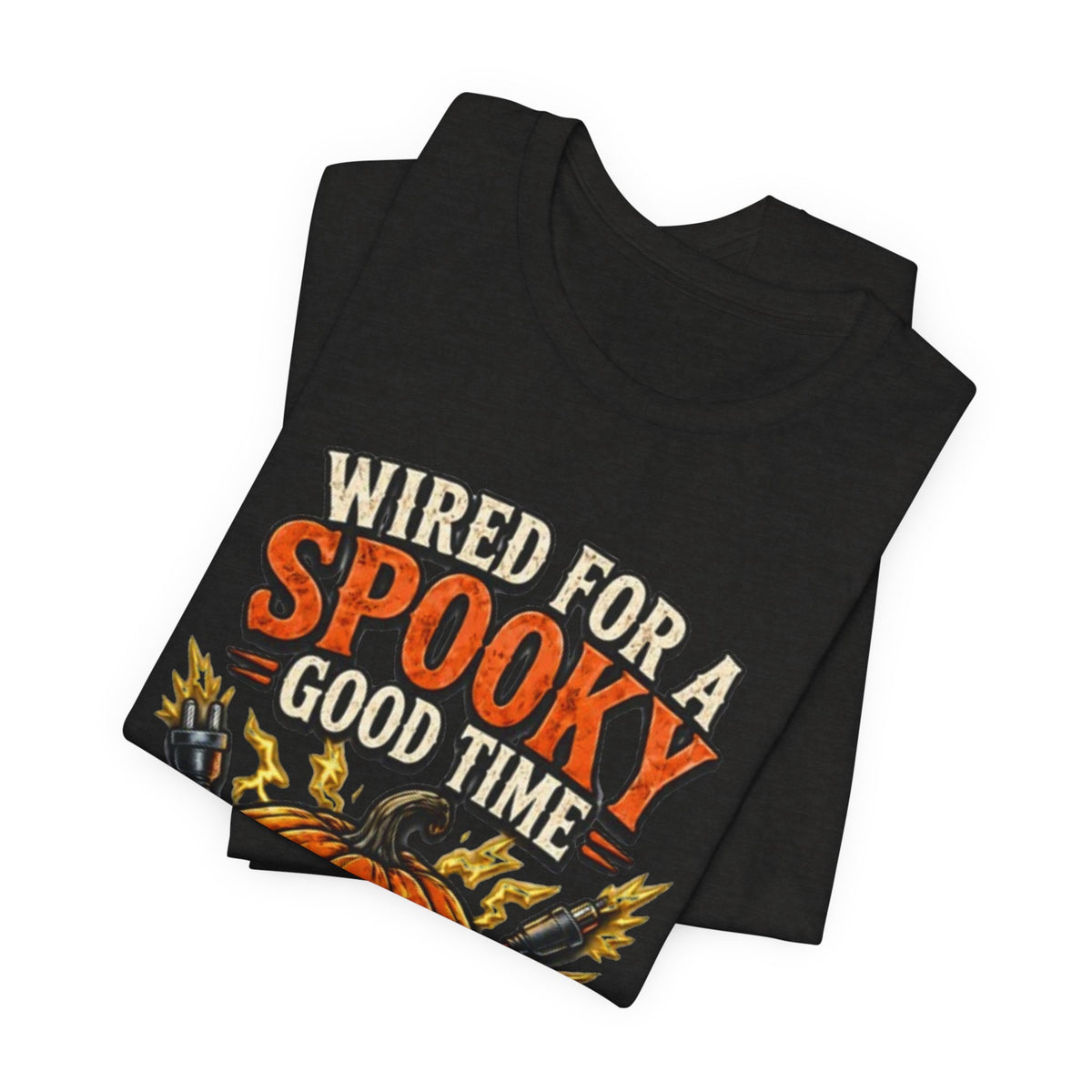 Spooky Good Time Pumpkin T-Shirt — "Wired for a Spooky Good Time" Halloween Tee