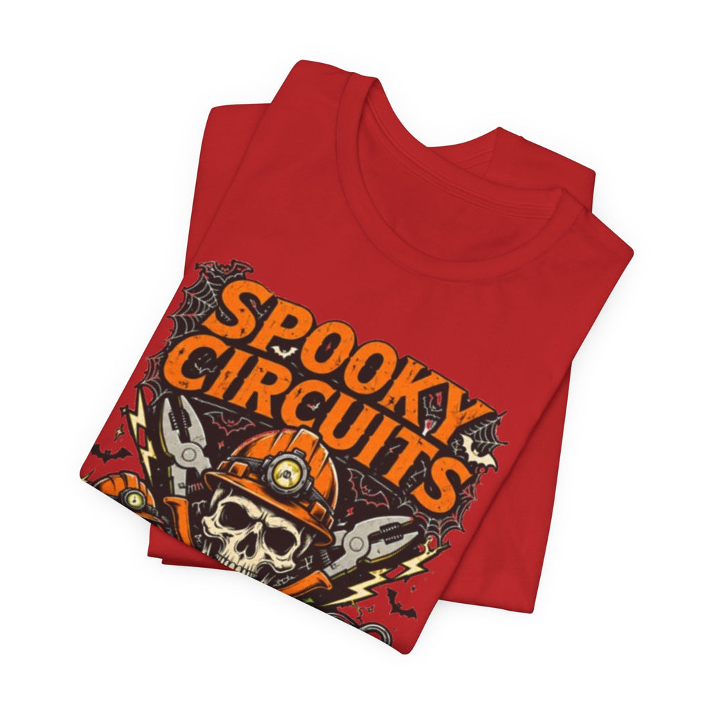Spooky Circuits Halloween T-Shirt — "Shock or Treat" Skull & Pumpkin Tee