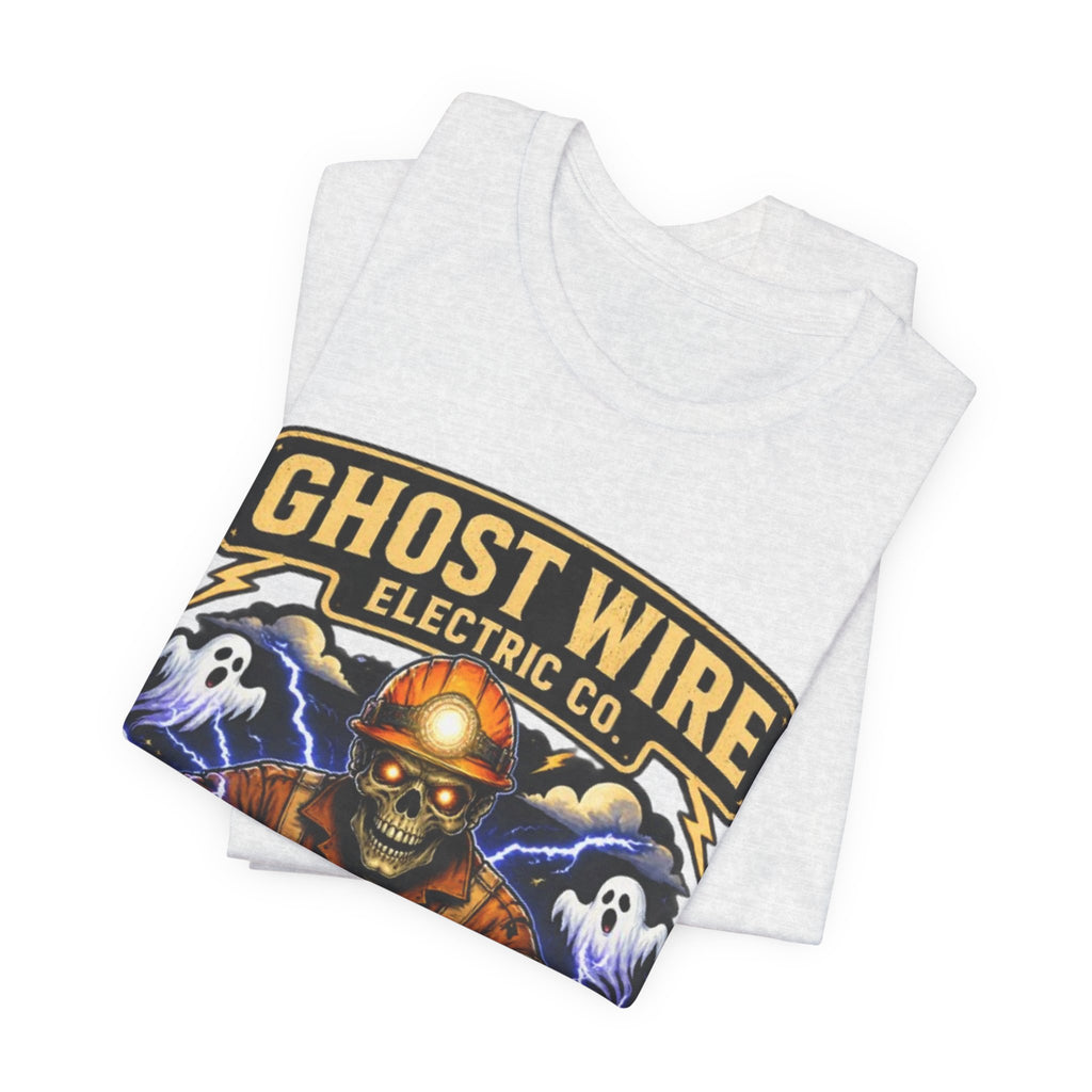 Ghost Wire Electric Co. T-Shirt — Halloween Skeleton Electrician Vintage Crew Tee