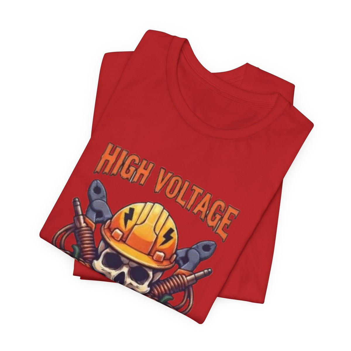 High Voltage Haunt T-Shirt — Halloween Skull, Pumpkins & Hard Hat Tee