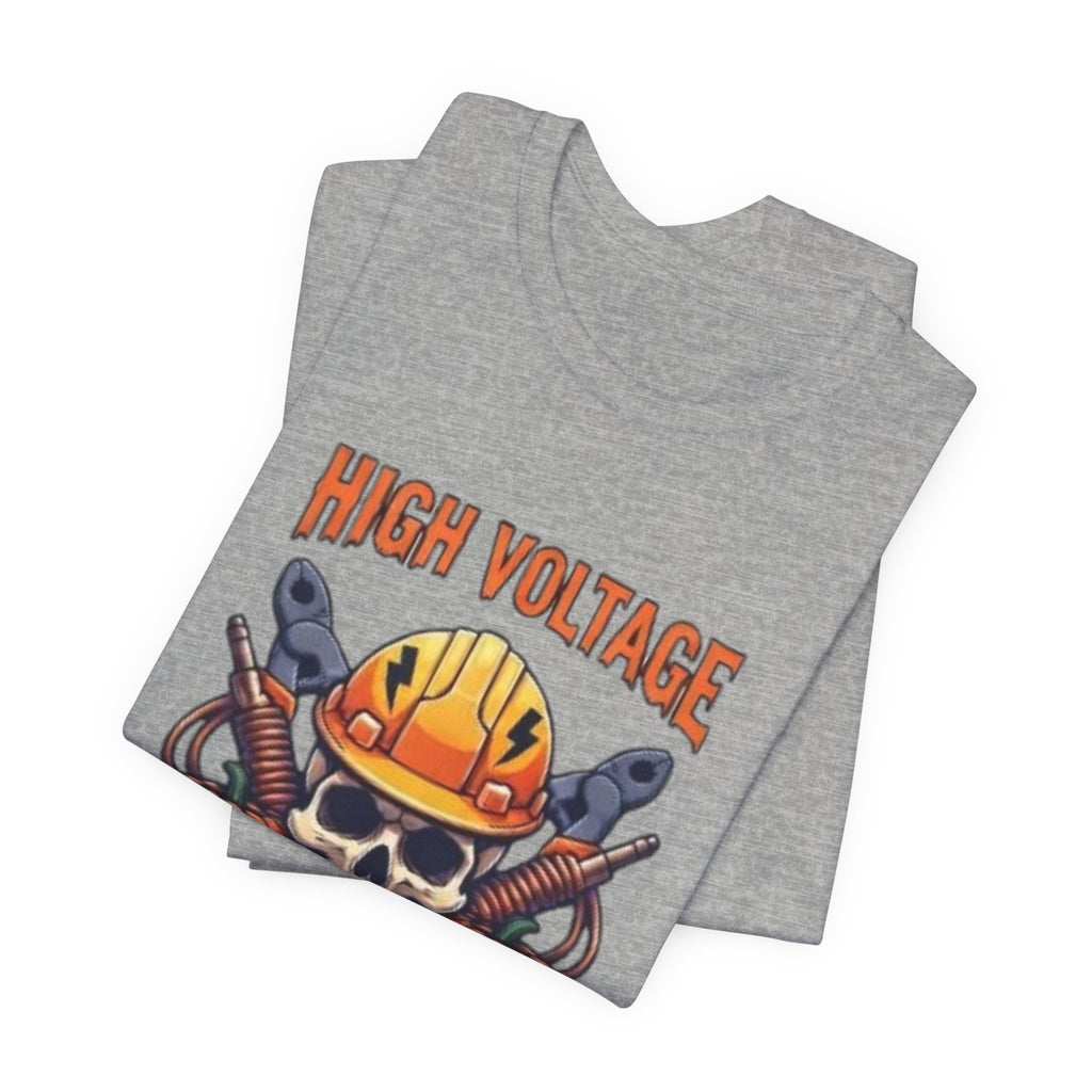 High Voltage Haunt T-Shirt — Halloween Skull, Pumpkins & Hard Hat Tee