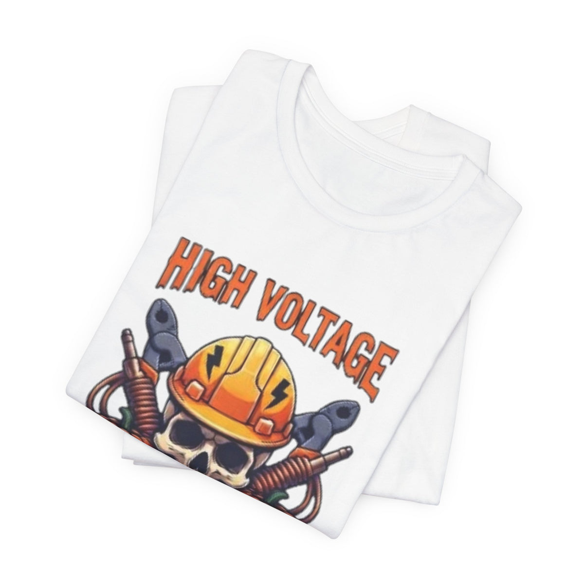 High Voltage Haunt T-Shirt — Halloween Skull, Pumpkins & Hard Hat Tee