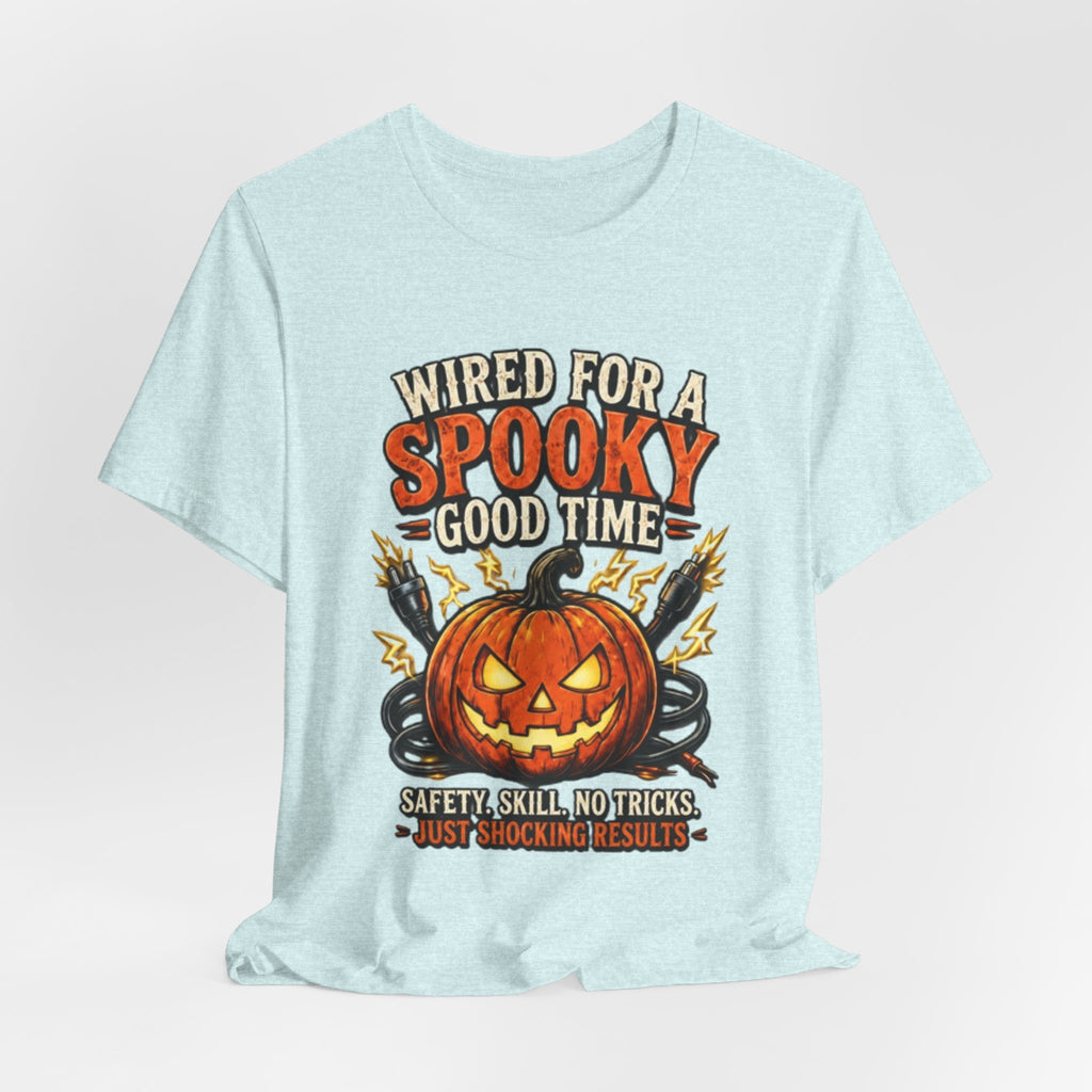 Spooky Good Time Pumpkin T-Shirt — "Wired for a Spooky Good Time" Halloween Tee