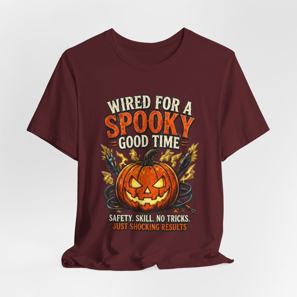 Spooky Good Time Pumpkin T-Shirt — "Wired for a Spooky Good Time" Halloween Tee