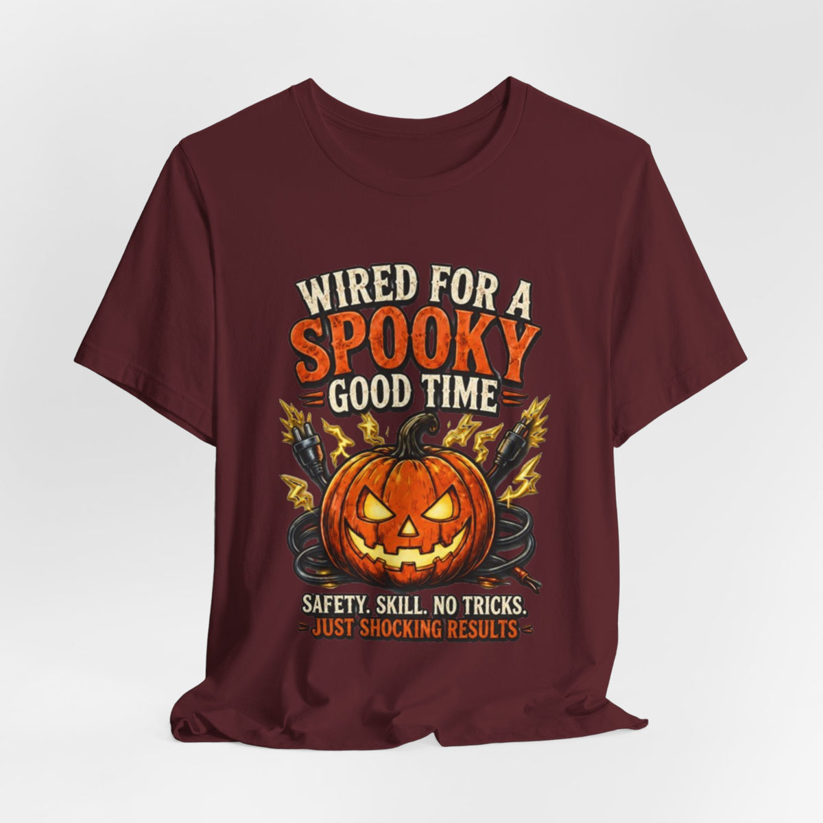 Spooky Good Time Pumpkin T-Shirt — "Wired for a Spooky Good Time" Halloween Tee