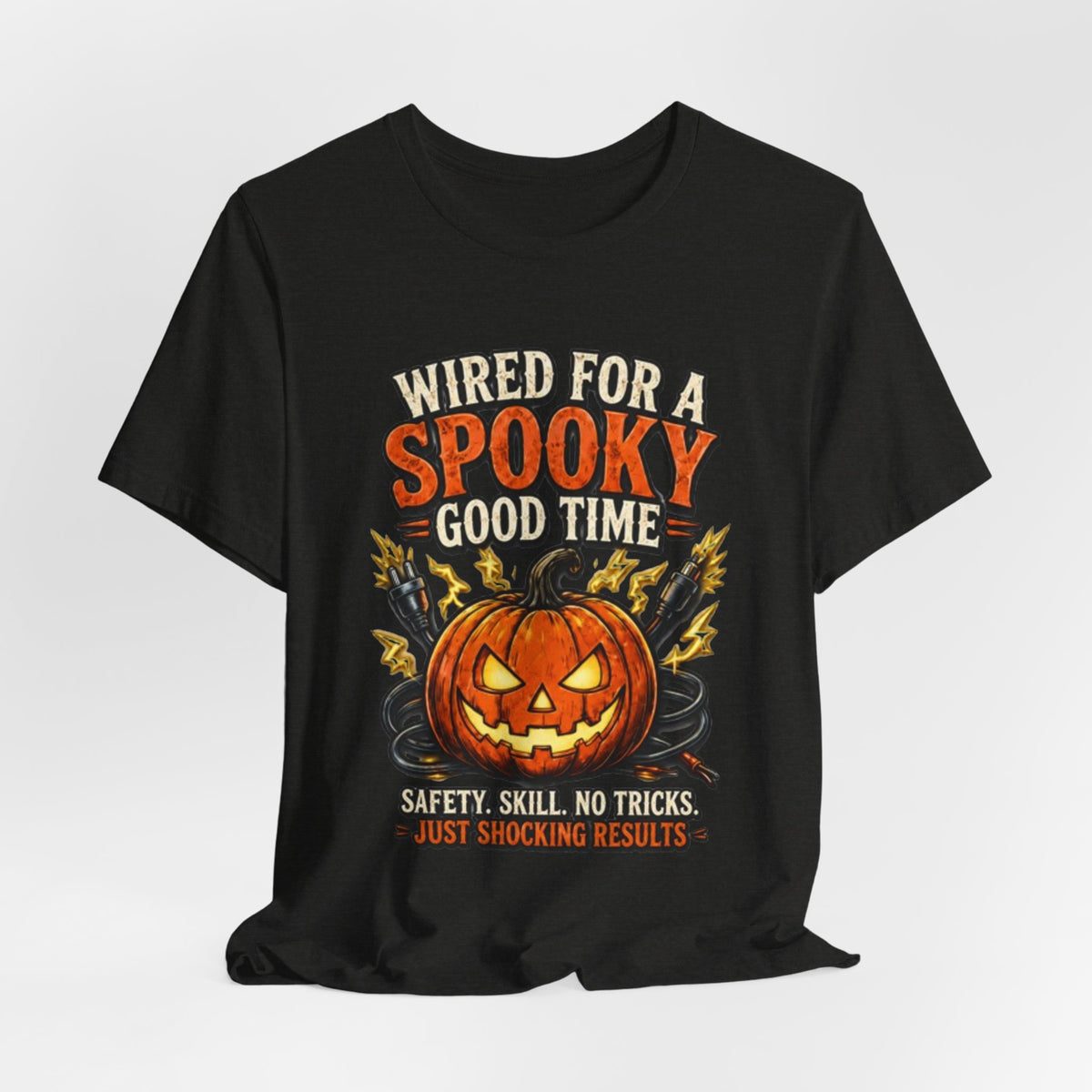 Spooky Good Time Pumpkin T-Shirt — "Wired for a Spooky Good Time" Halloween Tee