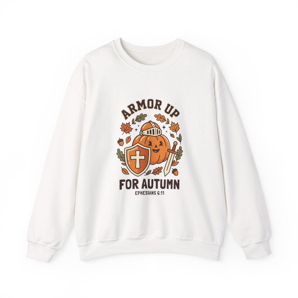 Armor Up Pumpkin Crewneck Sweatshirt | Christian Halloween, Autumn Faith